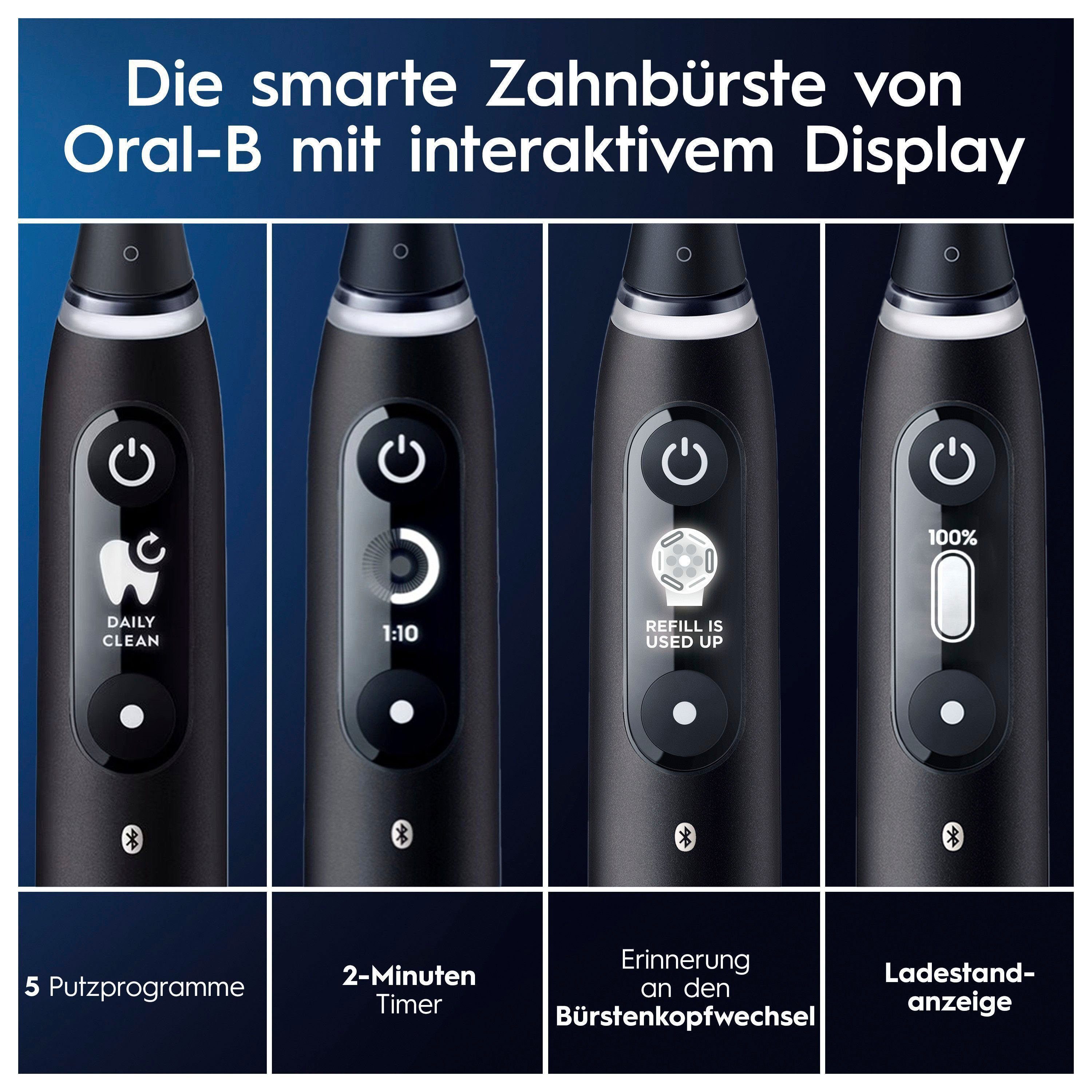 Oral-B Elektrische Zahnbürste iO 6 Duopack, Aufsteckbürsten: 3 St., mit Magnet-Technologie, Display, 5 Putzmodi