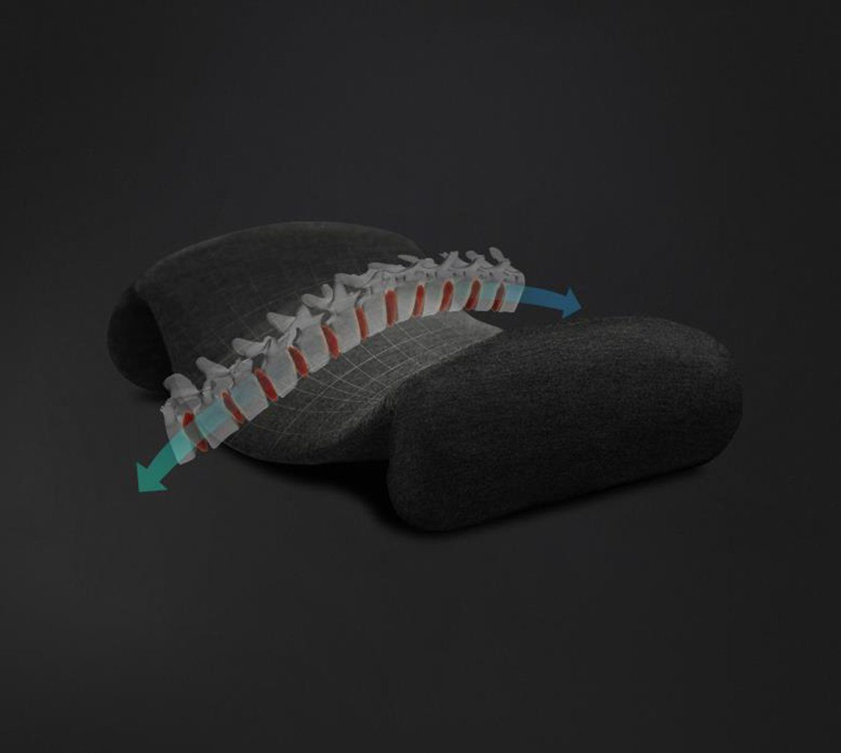 SCOHOME Stützkissen Lendenkissen Orthopädisches Lendenkissen aus Memory-Schaum, zur Linderung von Schmerzen im unteren Rücken, 1-tlg., ergonomisches Design, für Lendenwirbelbett, Sofa, Stuhl, Auto und Bürostuhl