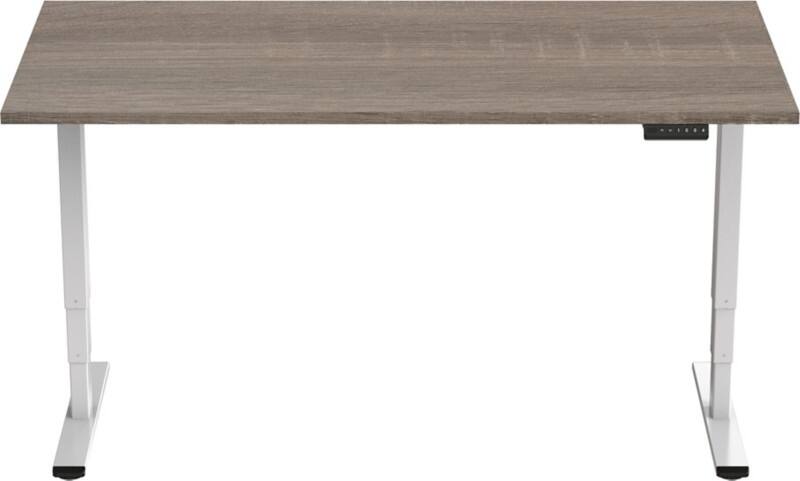 euroseats BUR.EC125.WH.140.ROB Höhenverstellbar Sitz-Stehschreibtisch Rechteckig Eiche Metall, Kunststoff T-Fuß 1.400 x 800 mm