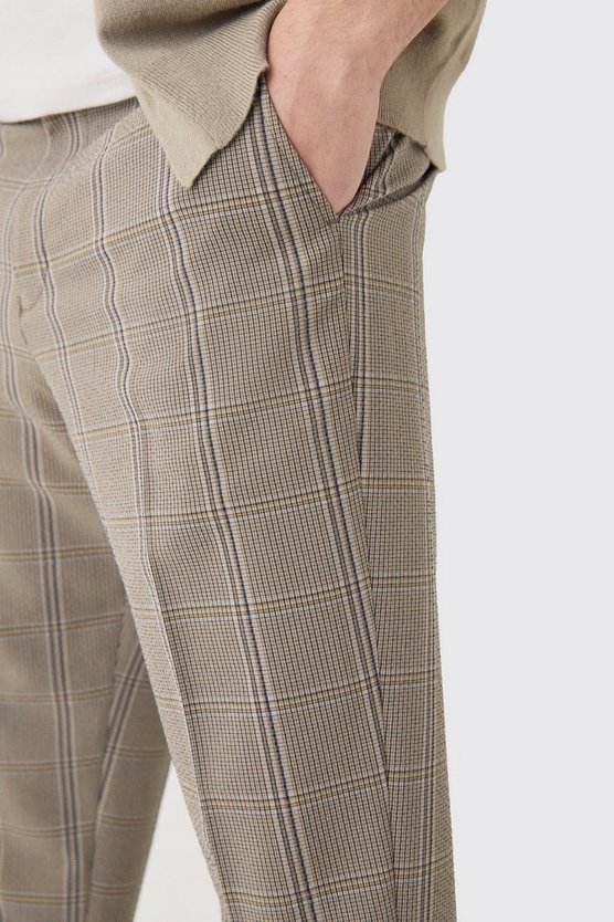 Strukturierte karierte Stretch-Hose