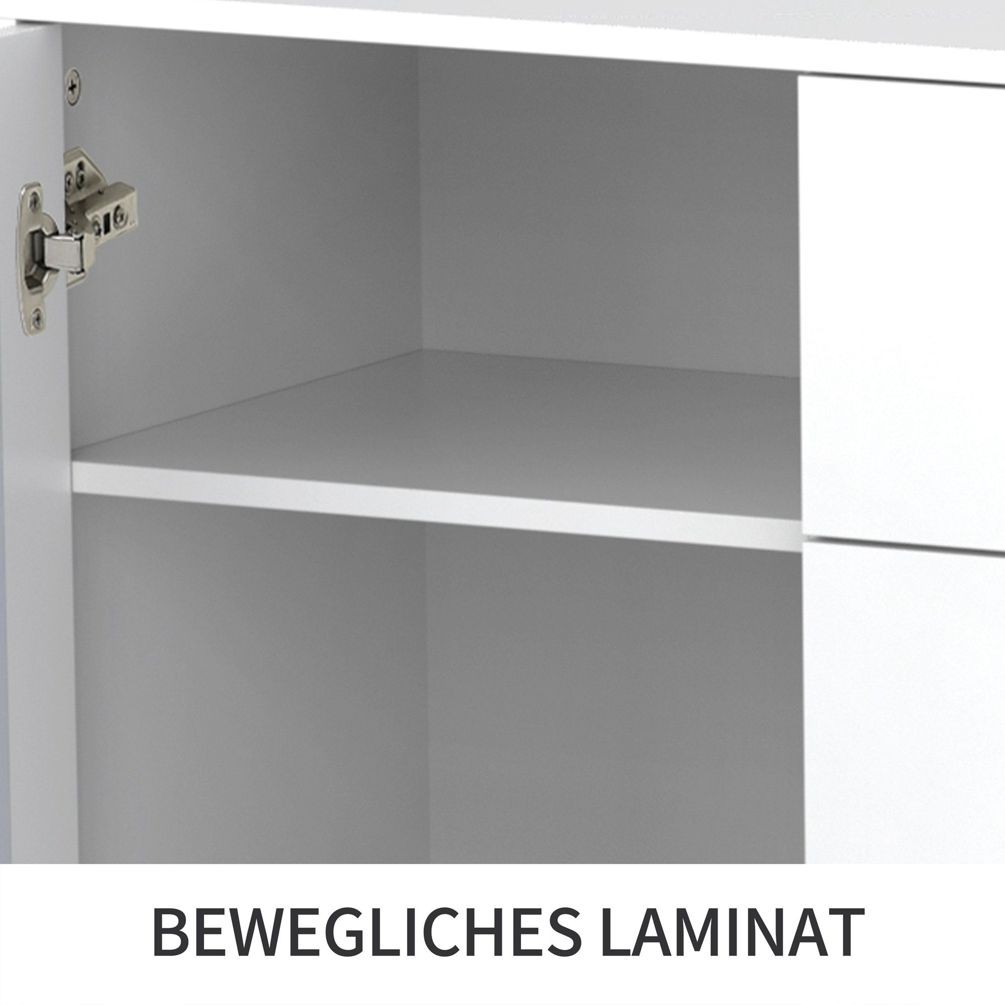 Merax Sideboard mit Spiegelelementen und geometrischem Trellis-Muster, Kommode mit vier Schubladen und Spiegelfront, Anrichte, Breite:148cm