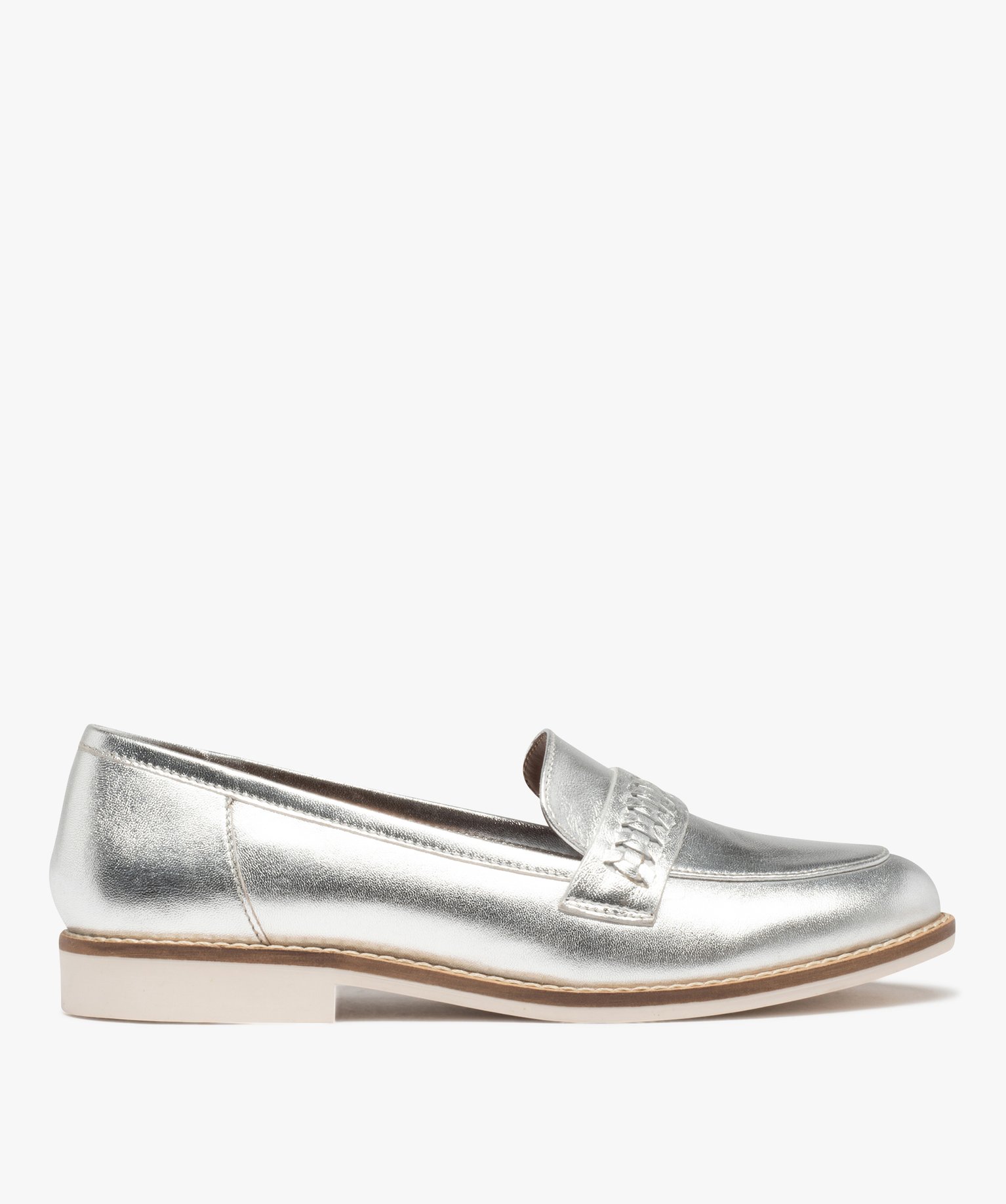 Mocassins femme dessus cuir métallisé - Tanéo argent | GEMO