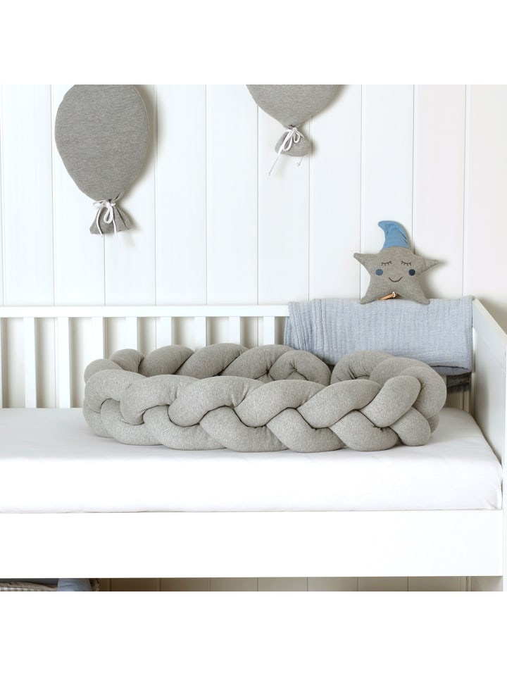 nordic coast company  Bettschlange geflochten Jersey Grau  günstig kaufen onesize