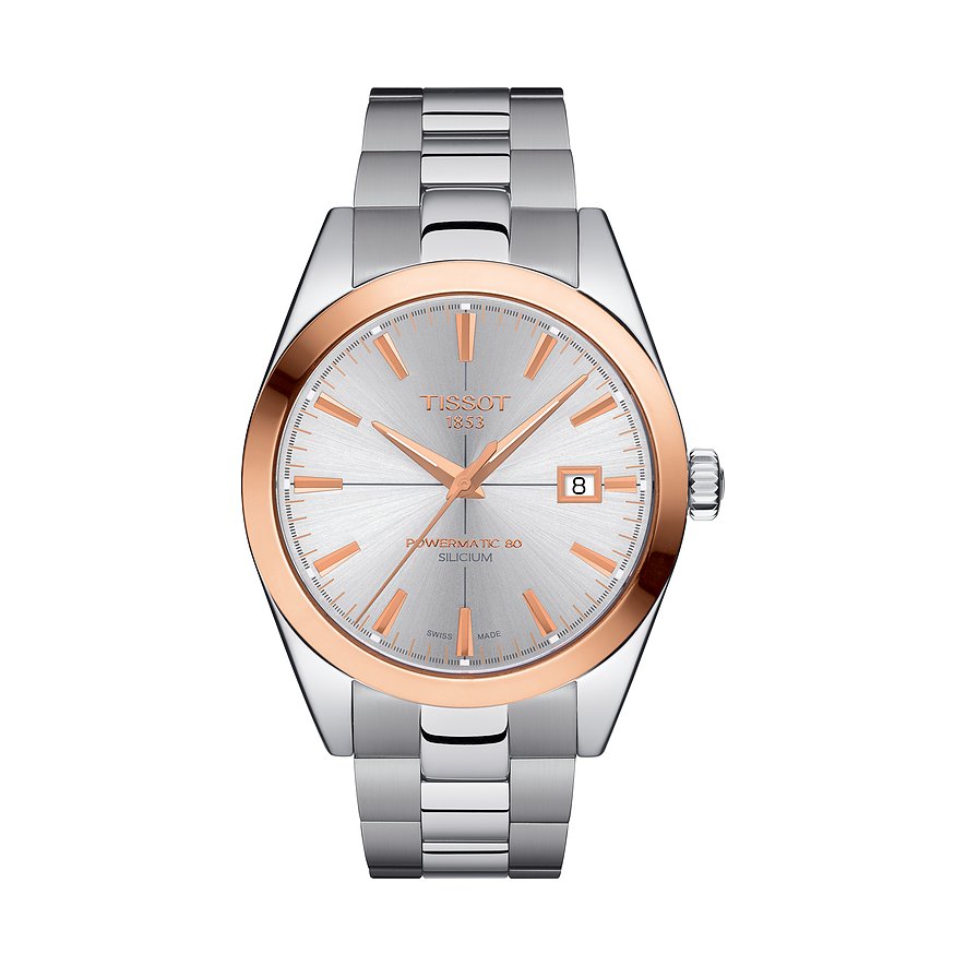 Tissot Herrenuhr Gentleman Powermatic 80 Silicium Solid 18K Goldlünette
