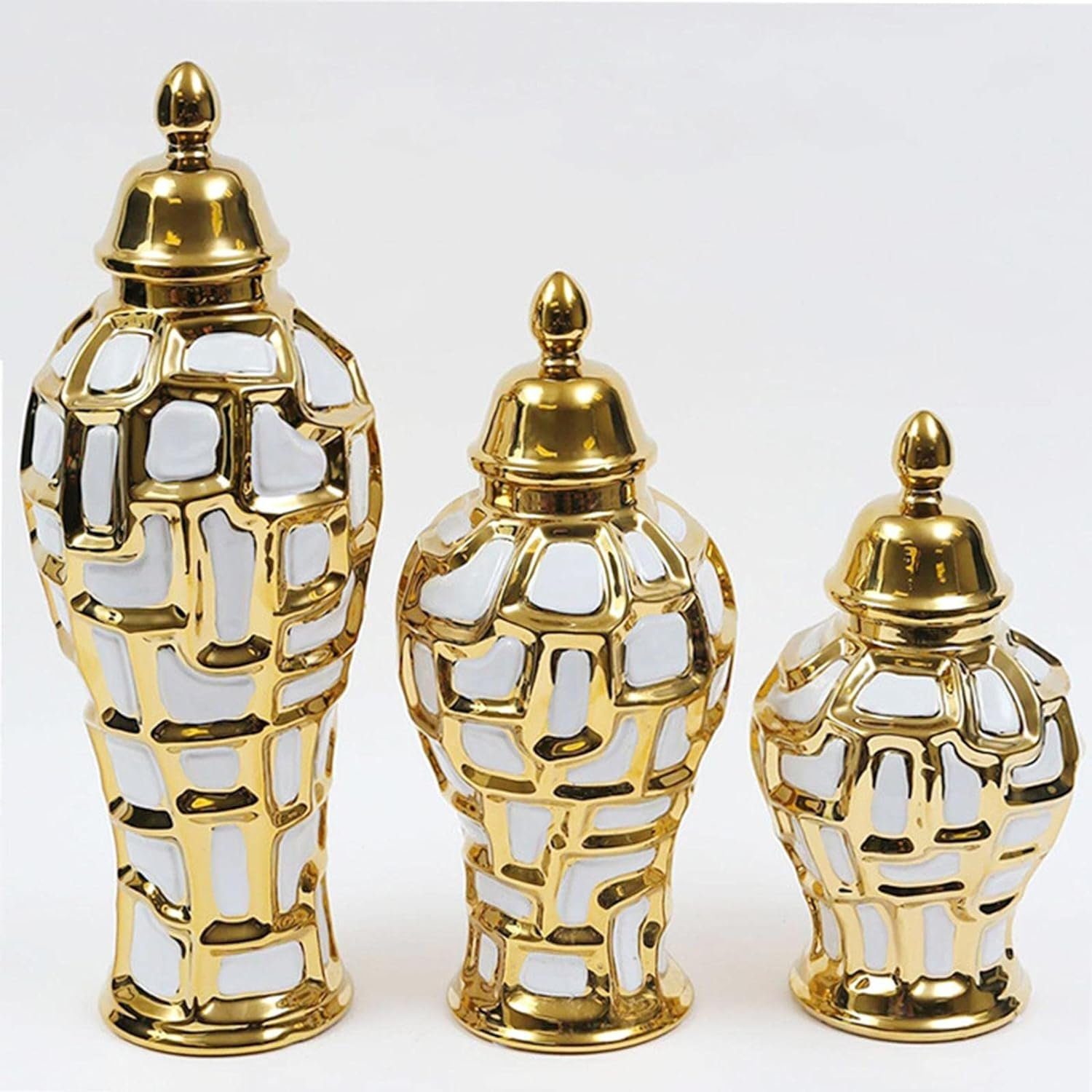 flowgoer Dekovase Keramik-Ingwerglas-Vase Deckel Tischdekoration und Aufbewahrungsbox, Ideal für Partys und Blumenarrangements – dekorative Tischdekoration
