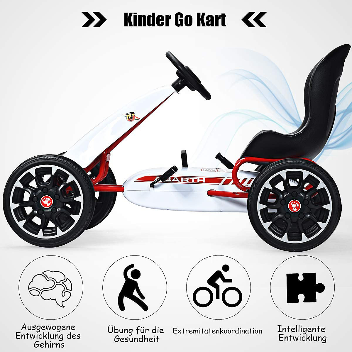Gokart mit Handbremse & breiten Rädern