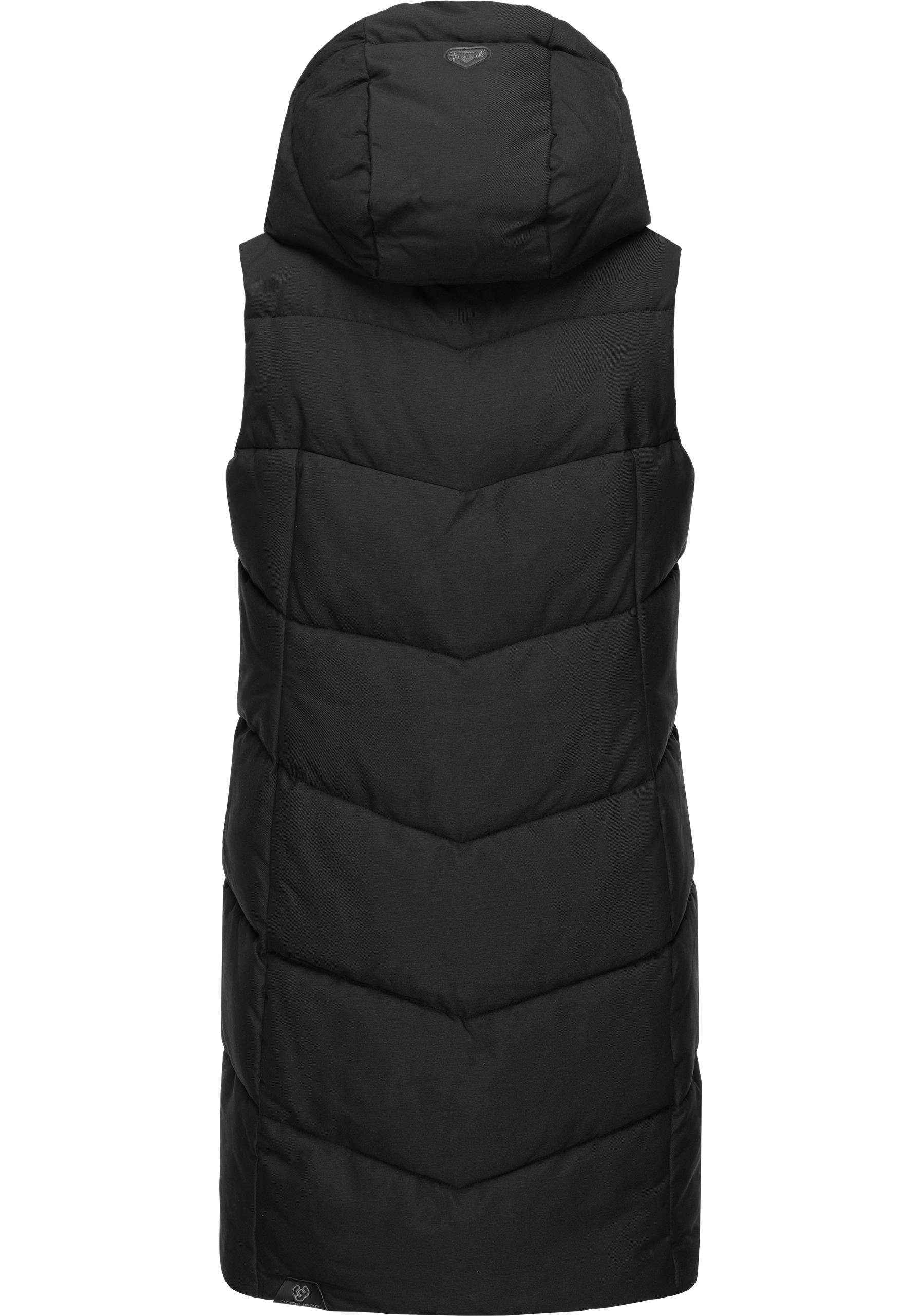 Ragwear Steppweste Pavla Vest stylische Winterweste mit Teddyfutter und Kapuze