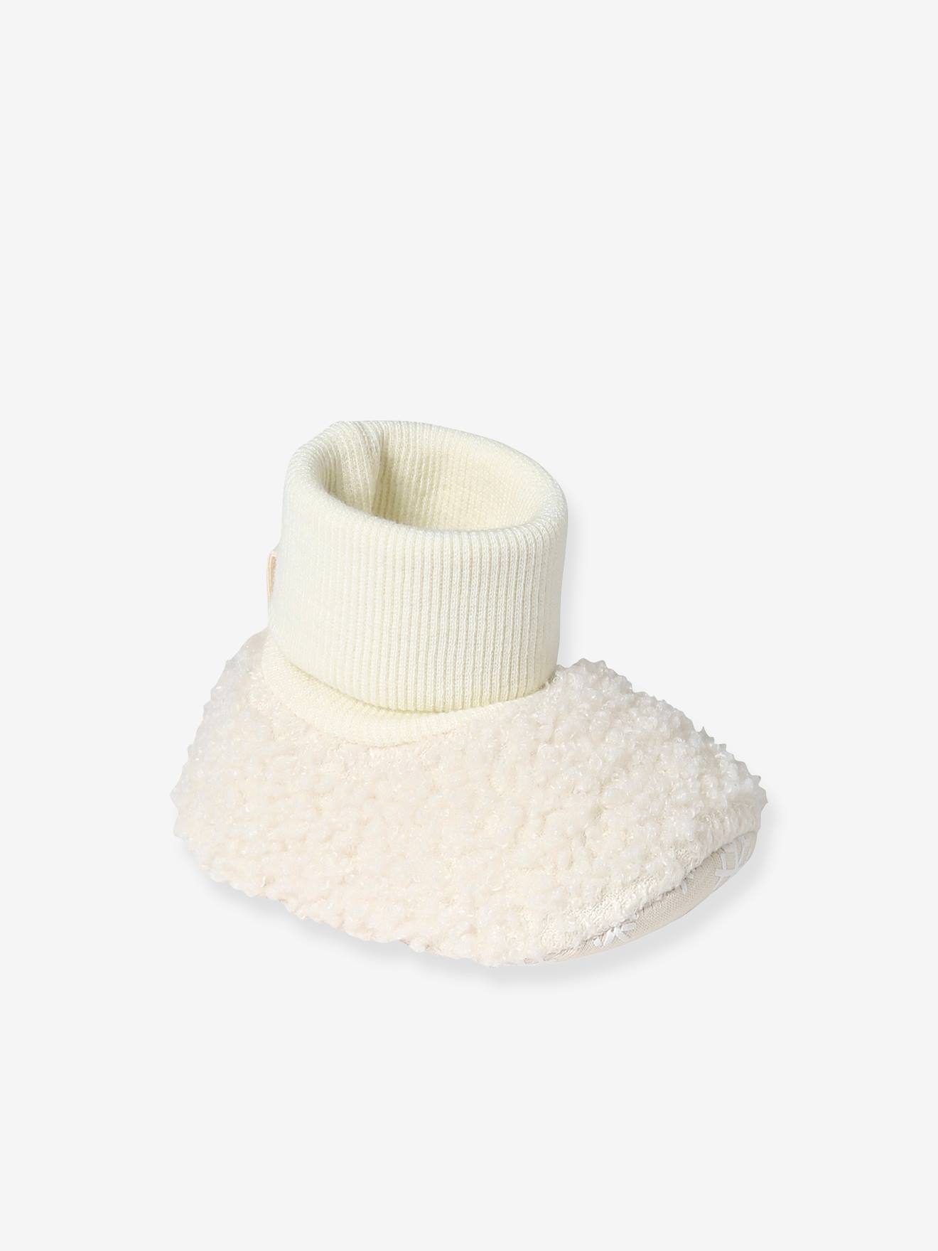 Chaussons souples textile chaud bébé blanc
