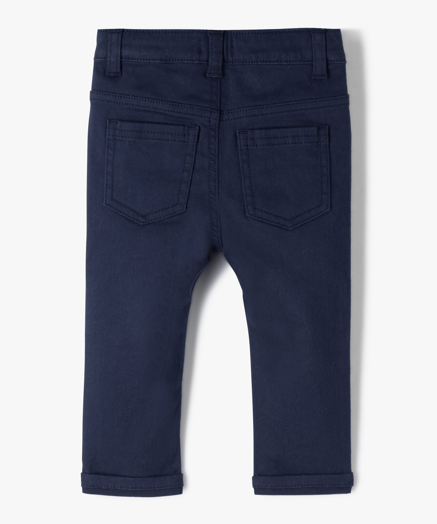 Pantalon bébé Garçon slim en toile extensible unie marine | GEMO