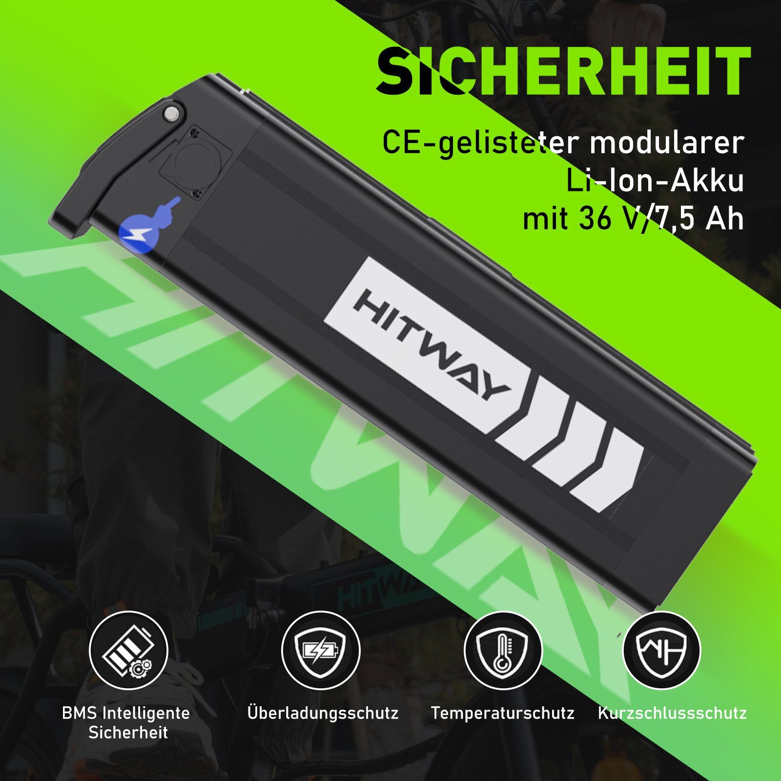 HITWAY E-Bike 36V/8,4Ah Batterie,250W Motor,25km/h,bis 35-70km,16