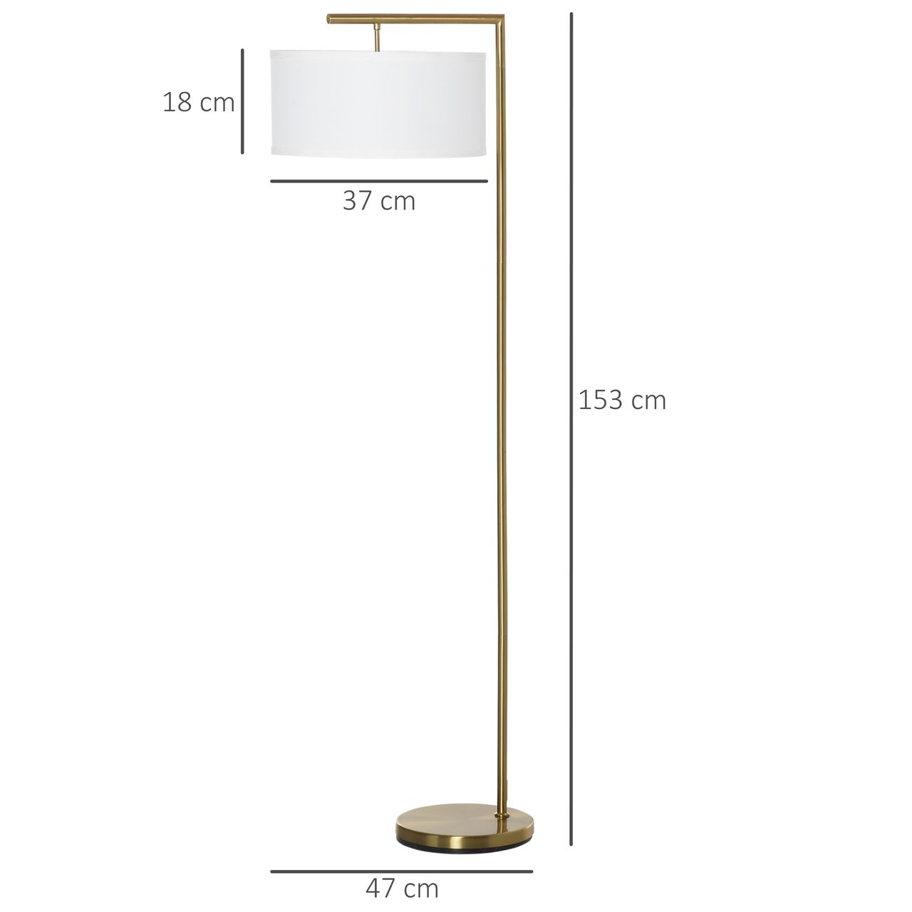 HOMCOM Stehlampe für Wohnzimmer Schlafzimmer Büro Gold/Weiß E27 Sockel