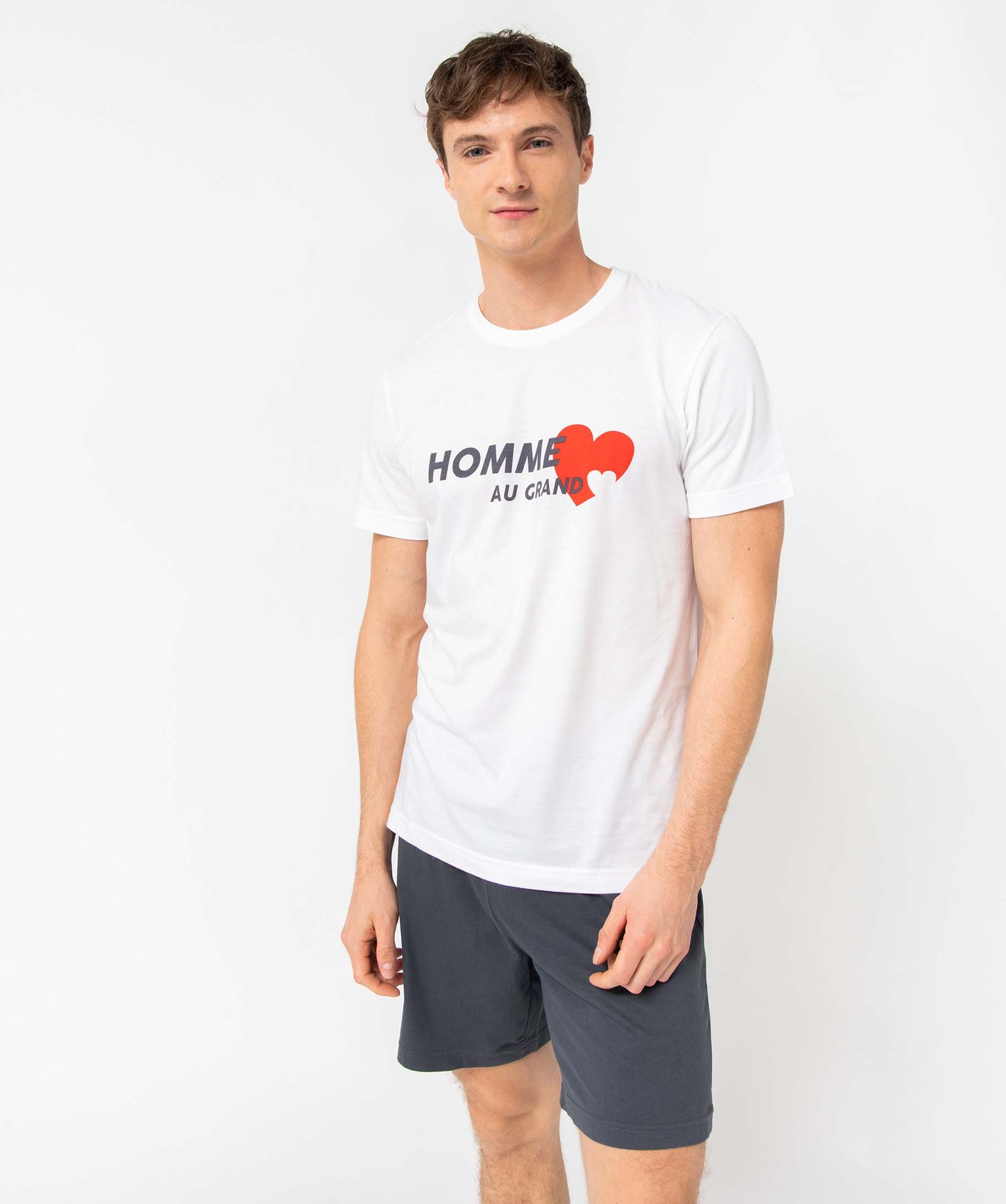 Pyjashort homme mix&match imprimé cur blanc | GEMO