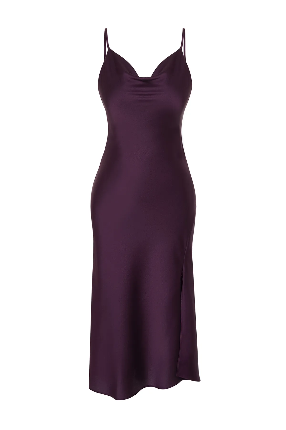 Trendyol Collection  Lila gefüttertes Abendkleid aus gewebtem Satin TPRSS19BB0058