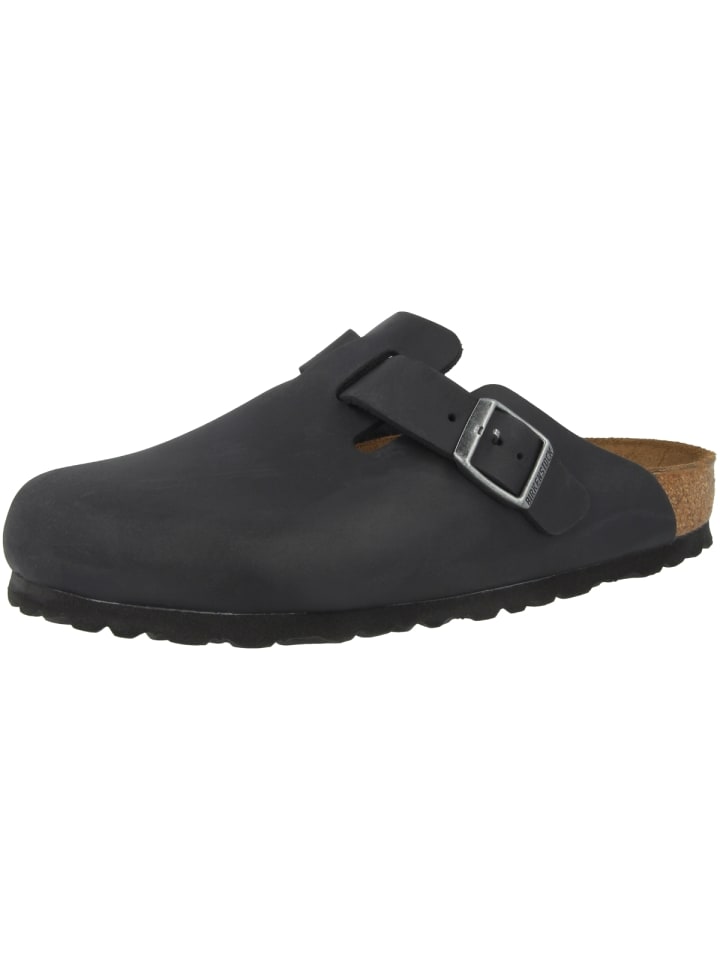 Birkenstock Clogs Boston Geöltes Nubukleder schmal in schwarz günstig kaufen