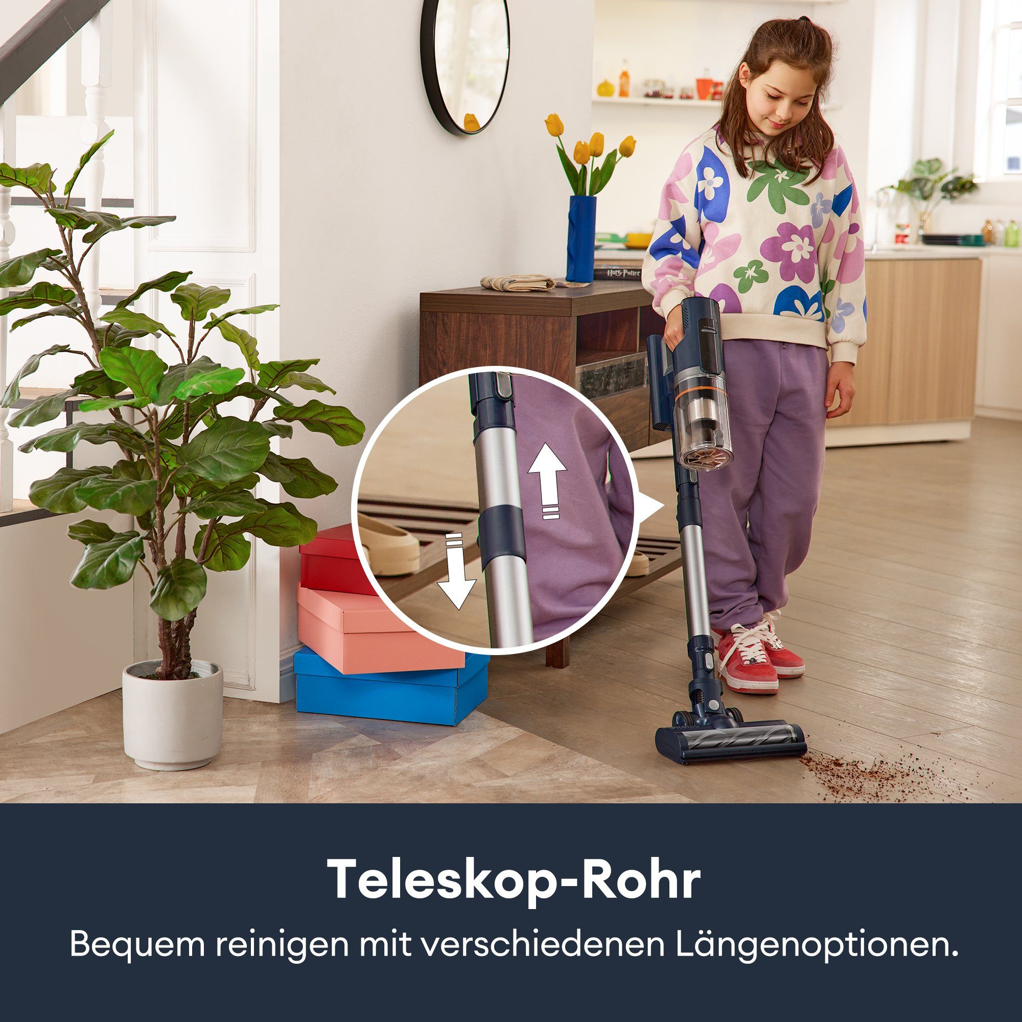 Ultenic Akku-Stielstaubsauger FS1, 450,00 W, mit Beutel, Staubsauger mit Absaugstation/3L Staubbehälter/60 Minuten Laufzait
