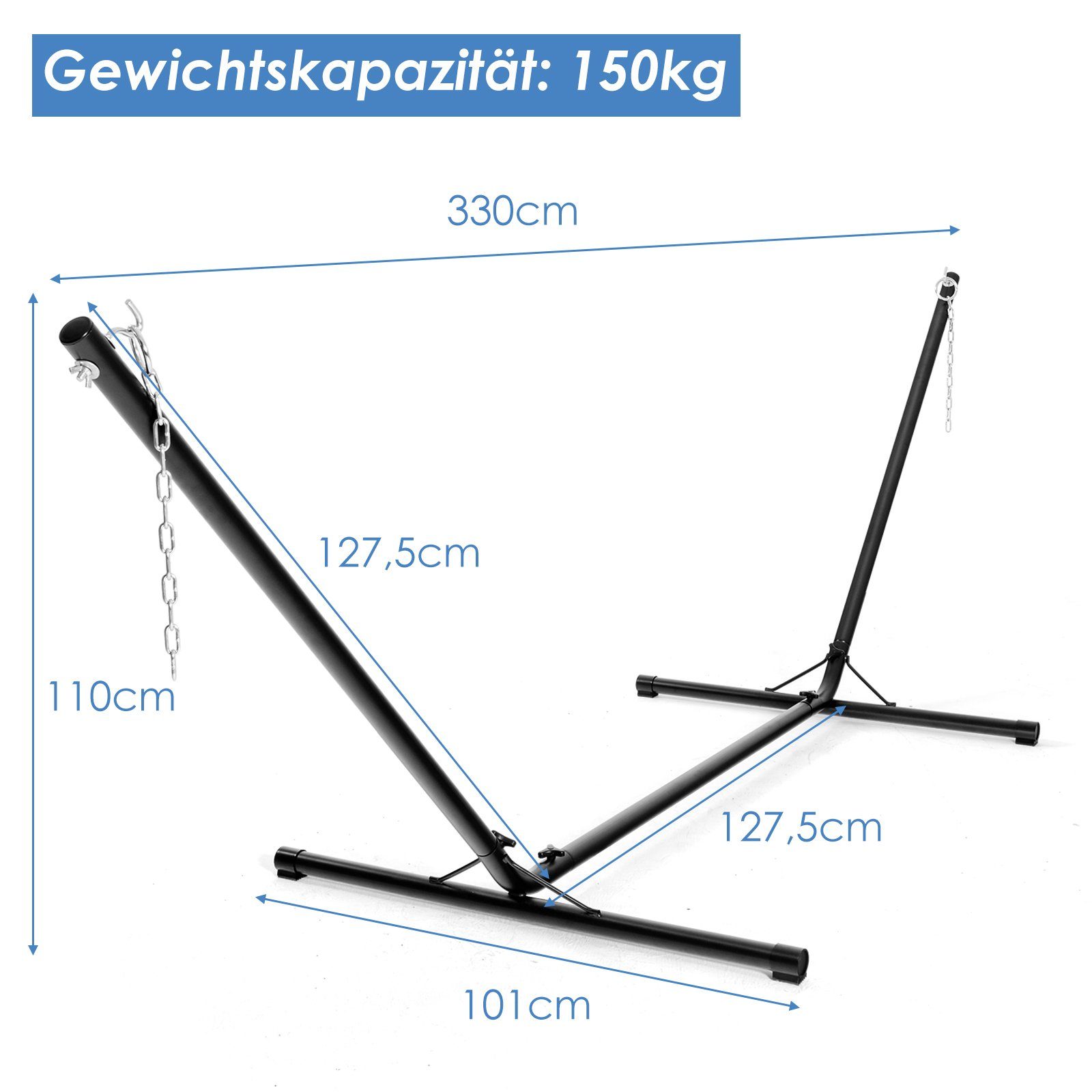 COSTWAY Hängemattengestell, 325x100x106cm, ohne Hängematte