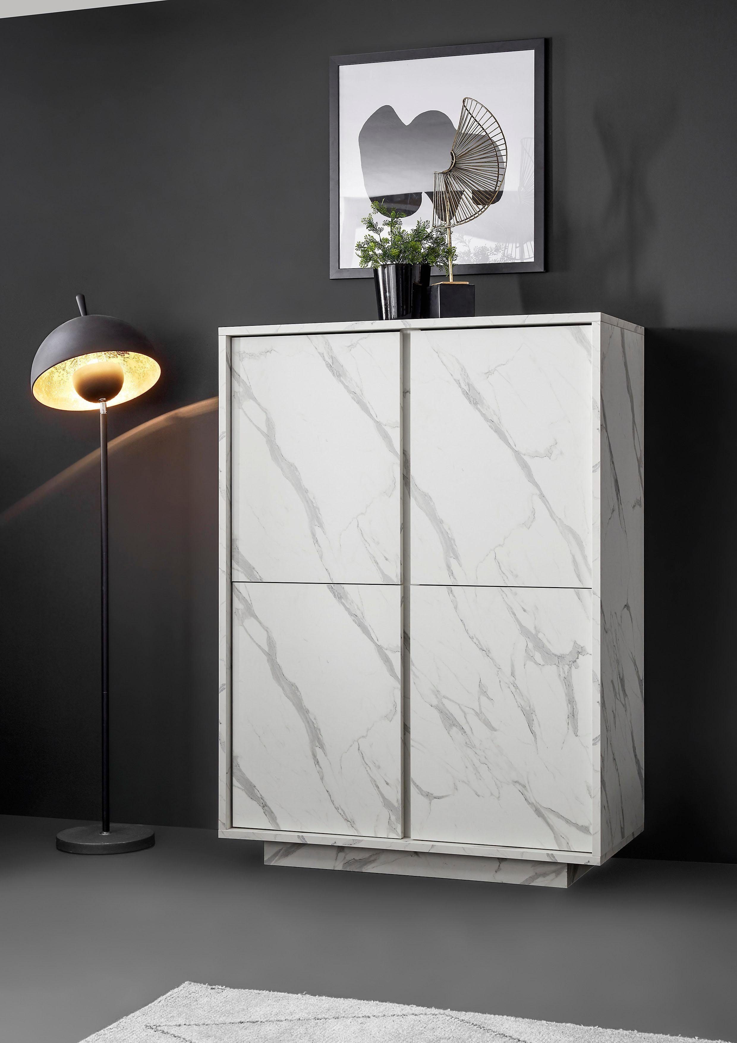LC Highboard Carrara, grifflos