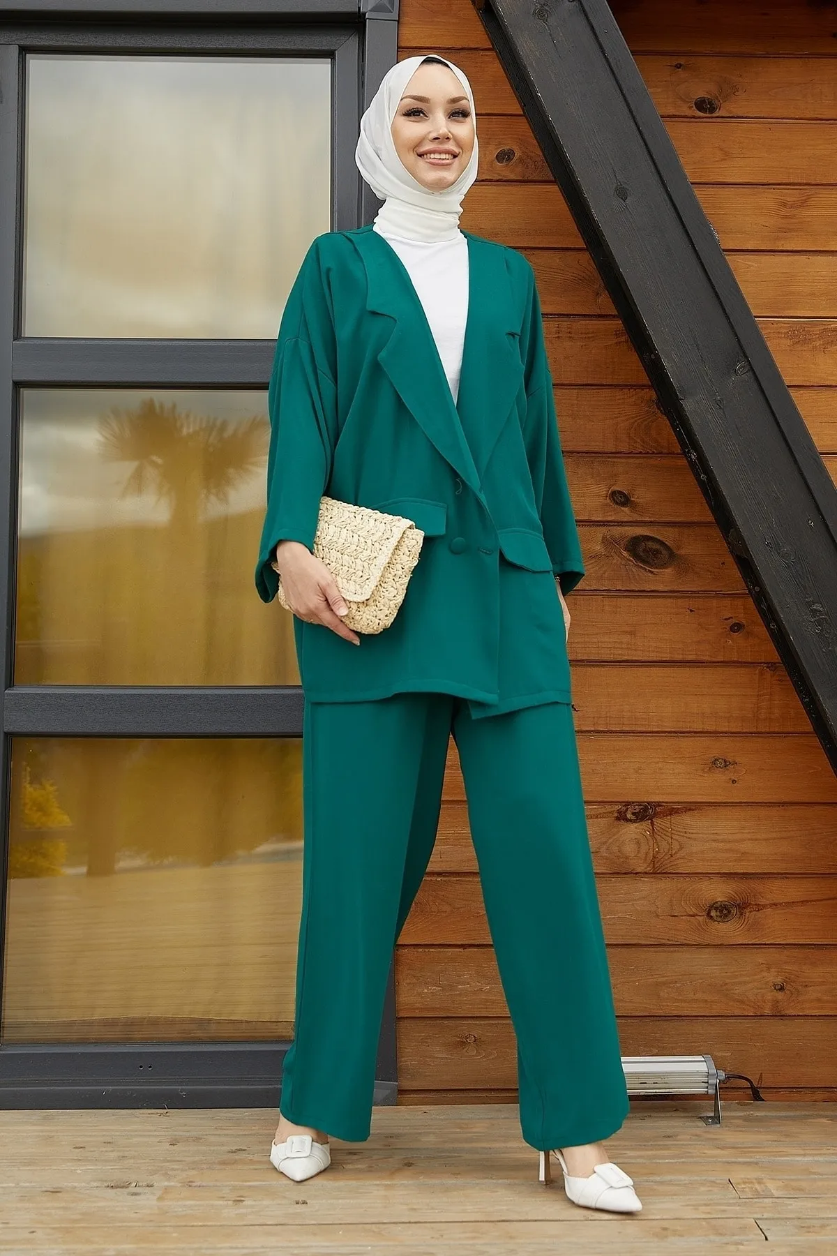 InStyle  Lika Oversize-Anzug mit Jacke – Smaragdgrün