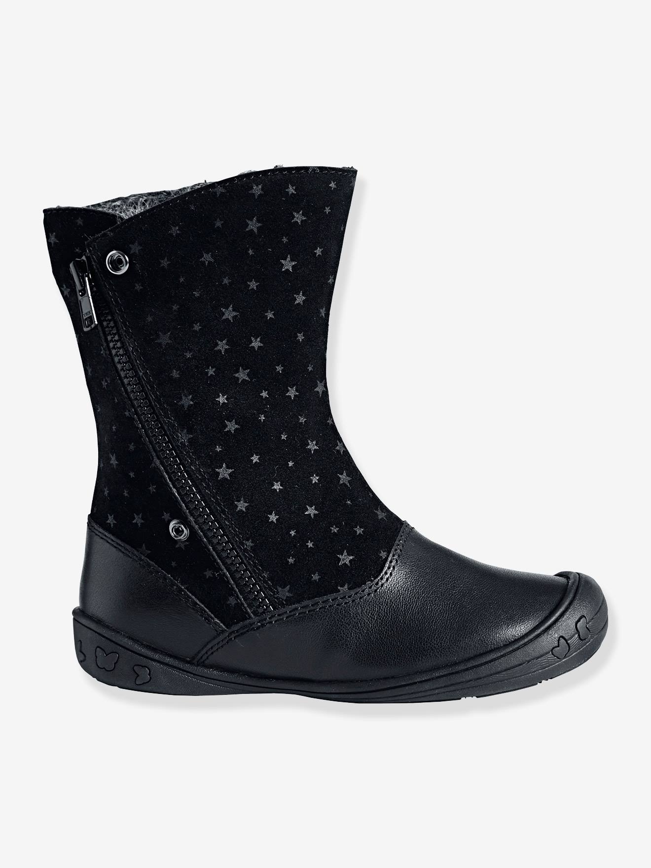 Mi-bottes cuir fille noir