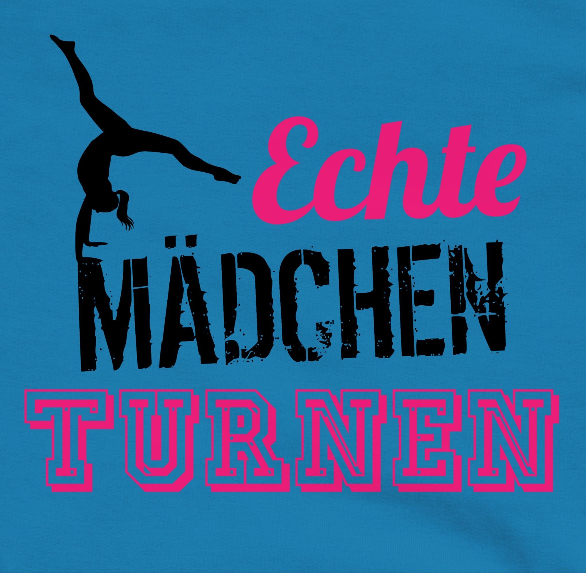 Shirtracer Hoodie Echte Mädchen turnen fuchsia - schwarz Kinder Sport Kleidung