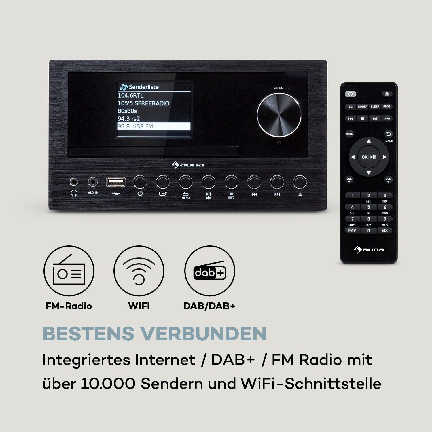 Auna Silver Star Swing Stereoanlage (Internet/DAB+/FM Radio, 30 W, Internetradio Küchenradio Digitalradio mit Bluetooth Musikanlage)