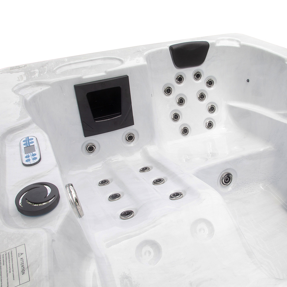 Home Deluxe HOME DELUXE Outdoor Whirlpool WHITE MARBLE inkl. Treppe und Thermoabdeckung