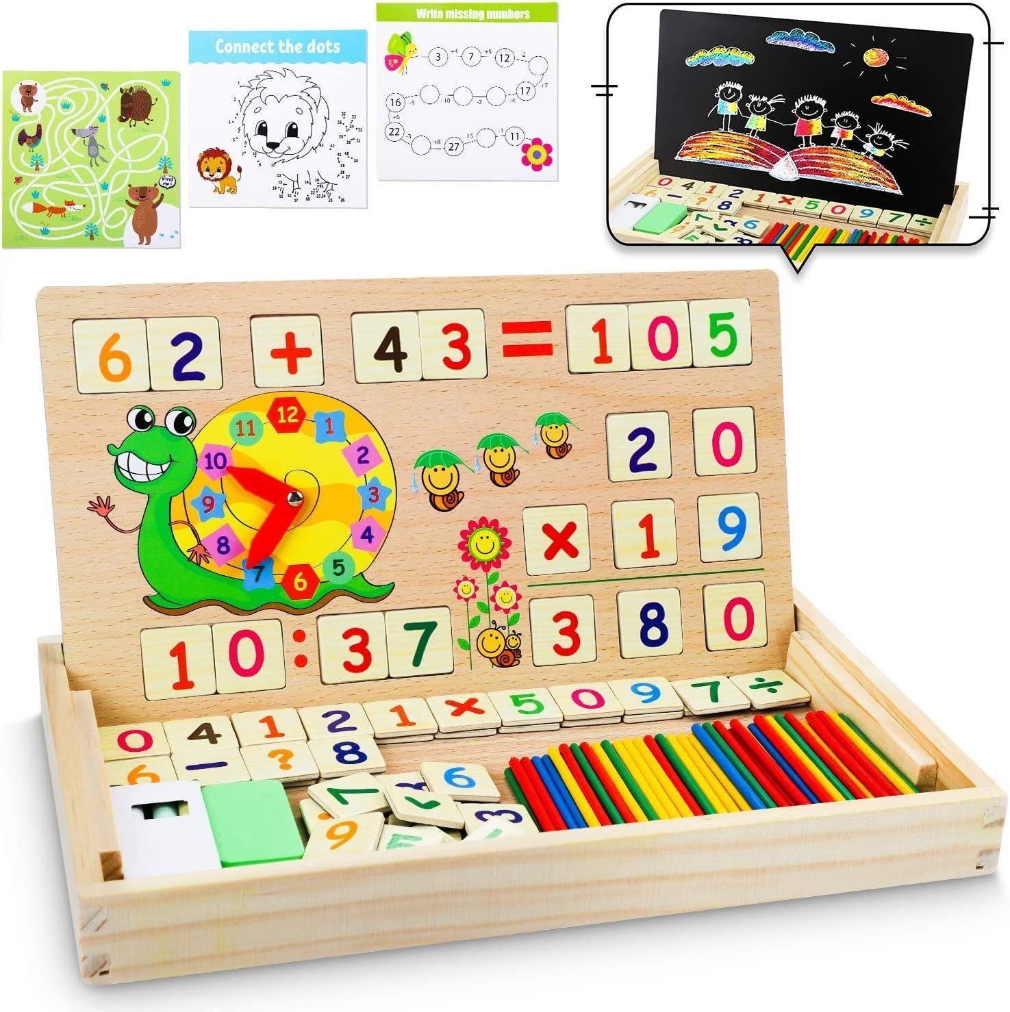 LENBEST Lernspielzeug Mathe Montessori Spielzeug Spiele mit Zählstäbchen Einmaleins (Lernspiele Kinderspiele Holzspielzeug), Jungen Mädchen - Geschenke