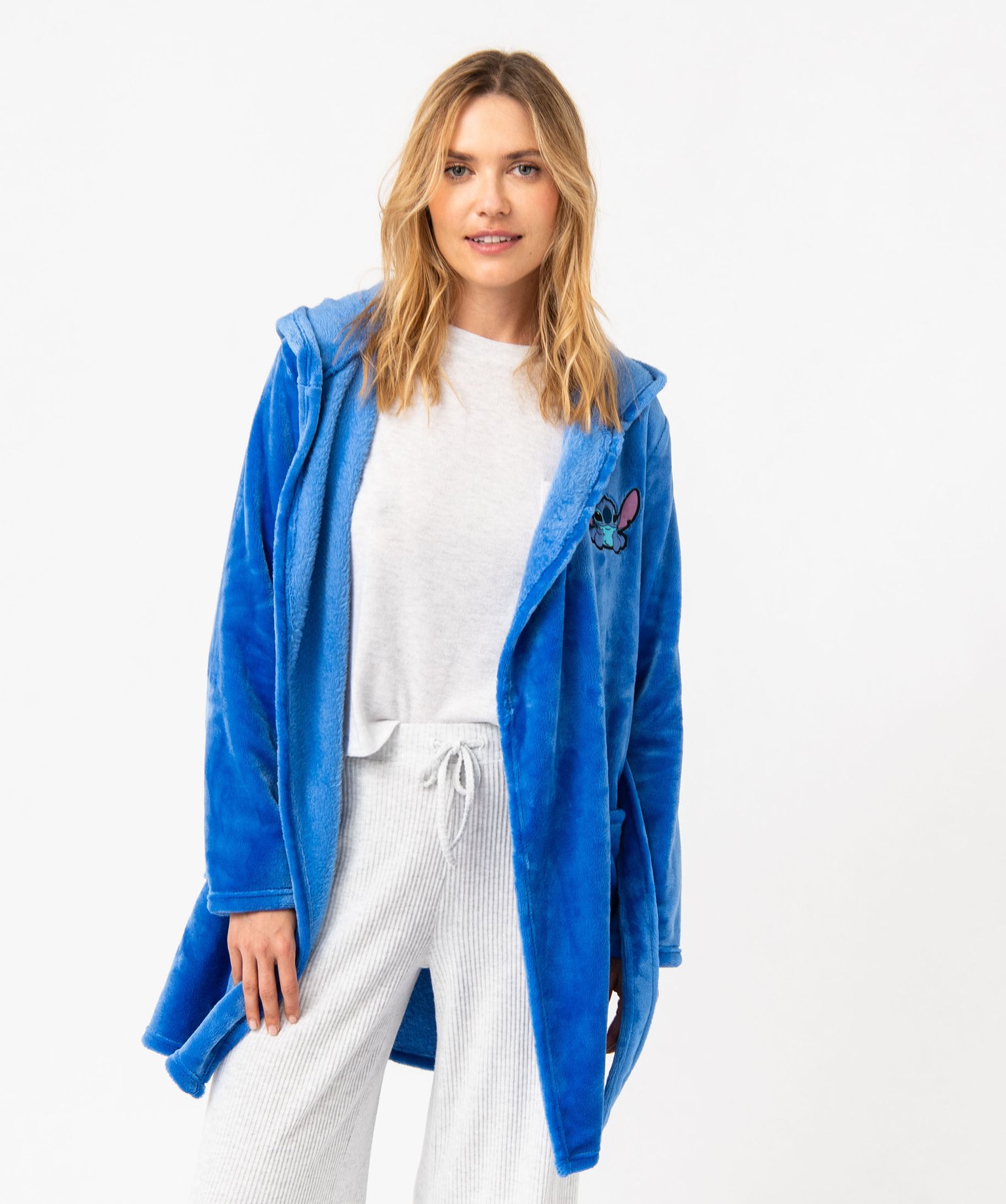Peignoir en maille peluche avec motif Stitch femme - DS bleu | GEMO