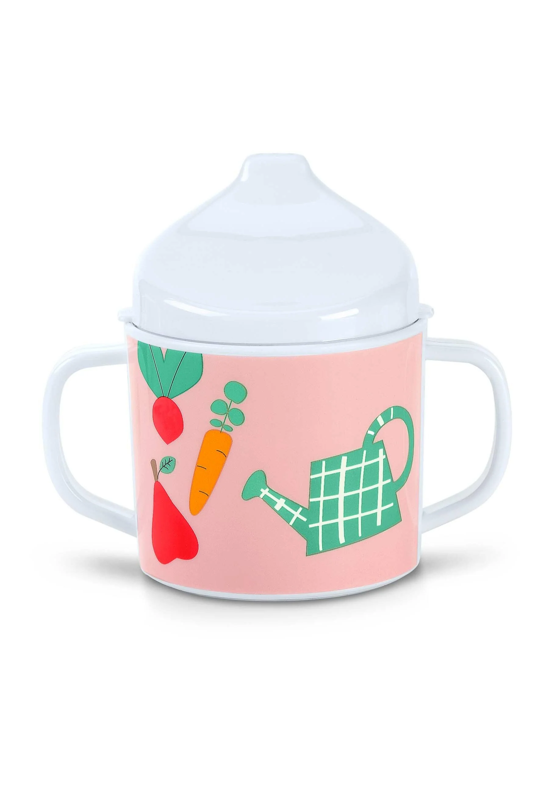 Henkeltasse Esel Emmily mit Trinkaufsatz, Hellrot
