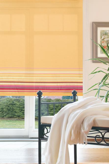 Bella Casa Seitenzugrollo, Kettenzugrollo, 180 x 182 cm, Dekor Bordüre orange