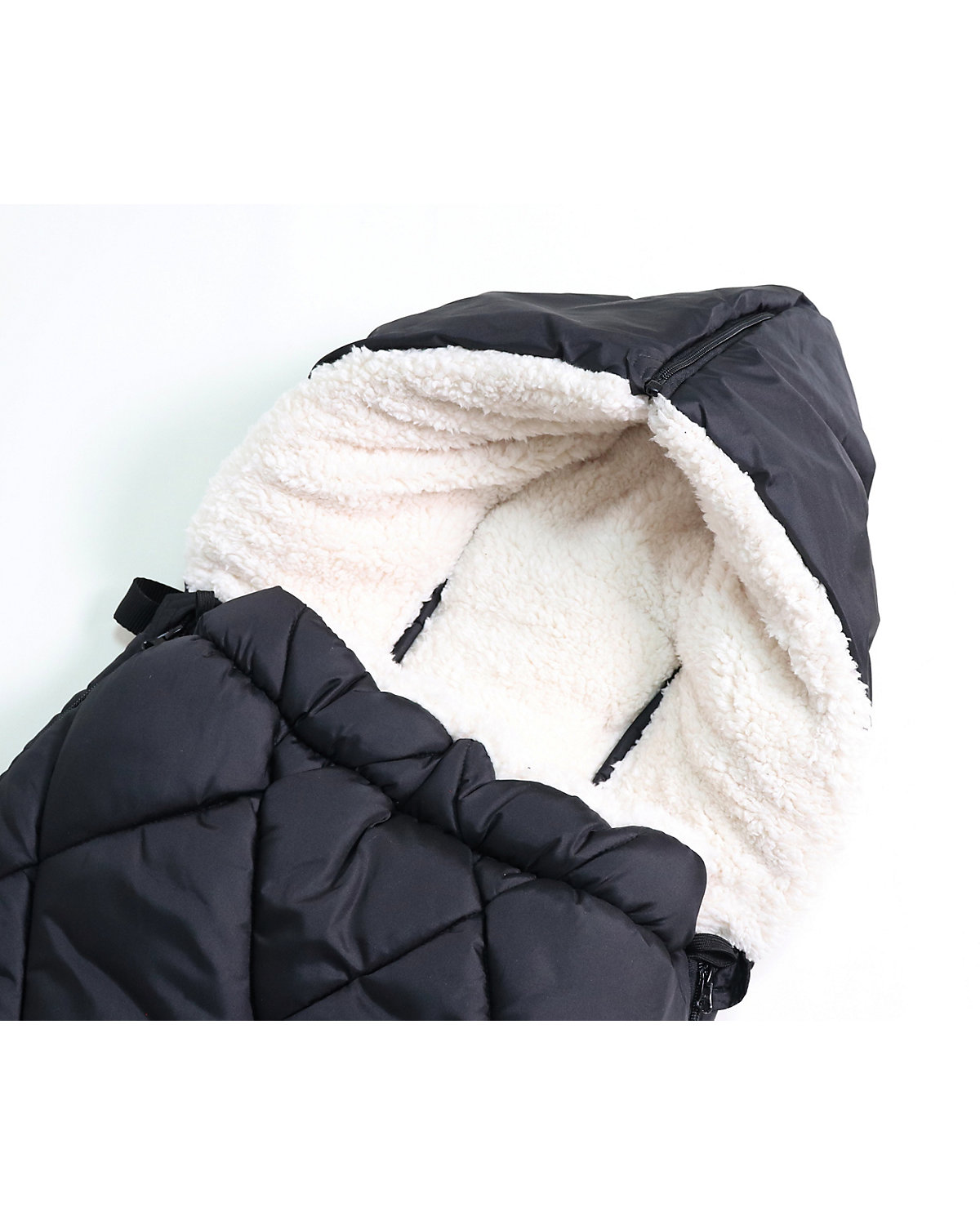XL TOO. Thermo Sherpa Fleece  Universal Kinderwagen Fußsack, Fb. black / creme