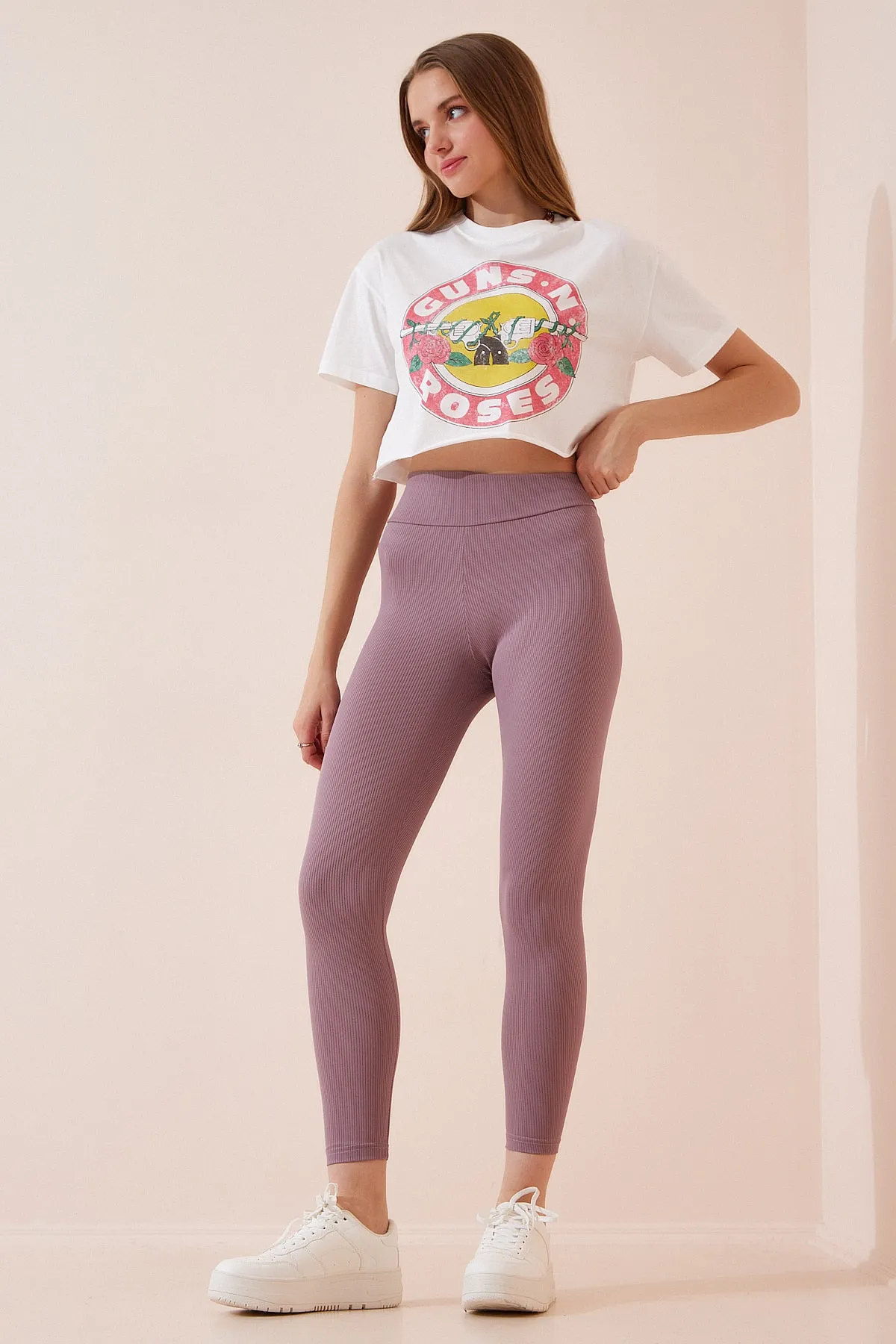 Happiness İstanbul  Leggings - Lila - Hoher Bund