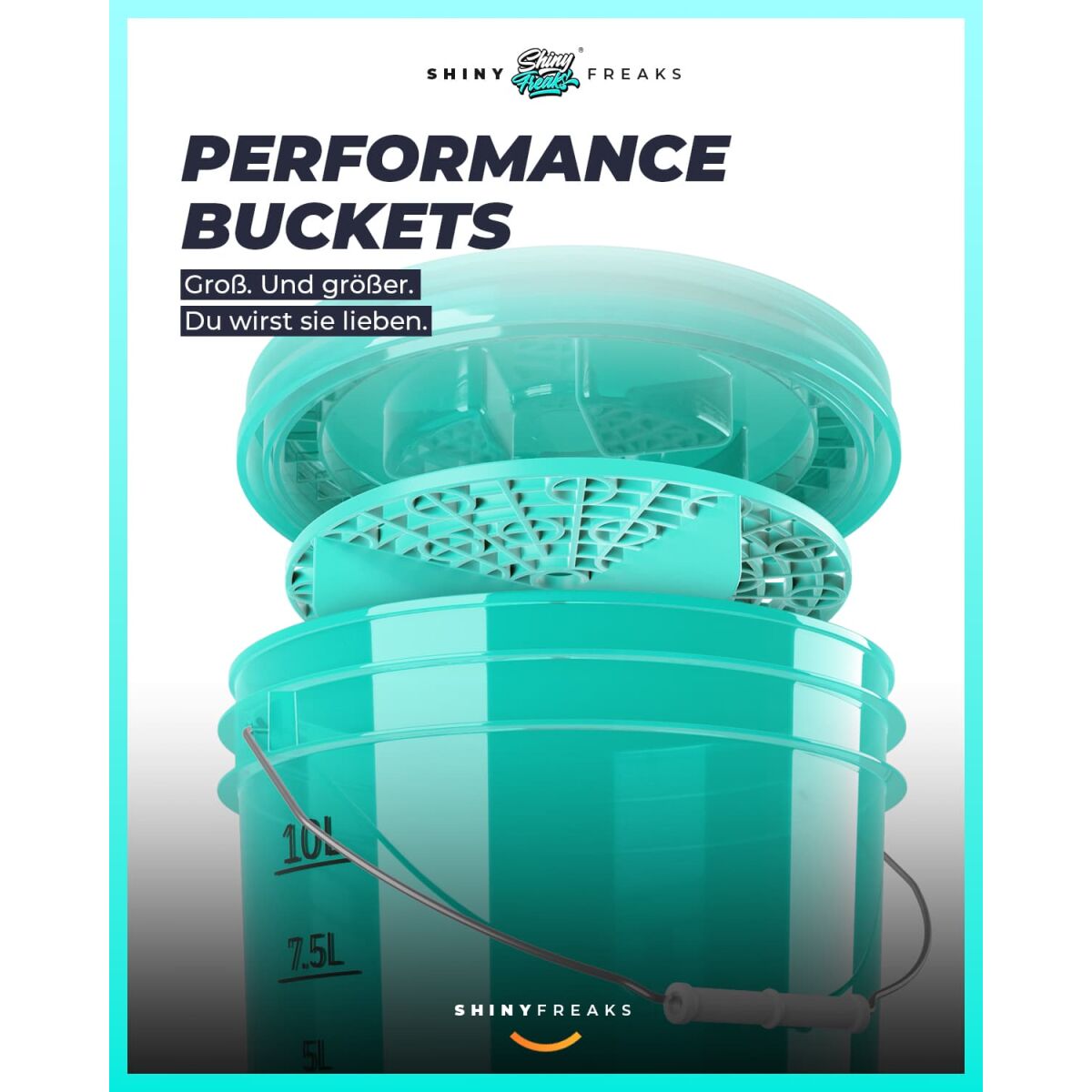 chemicalworkz Performance Buckets Wascheimer mit Deckel clear turquoise 3,5GAL