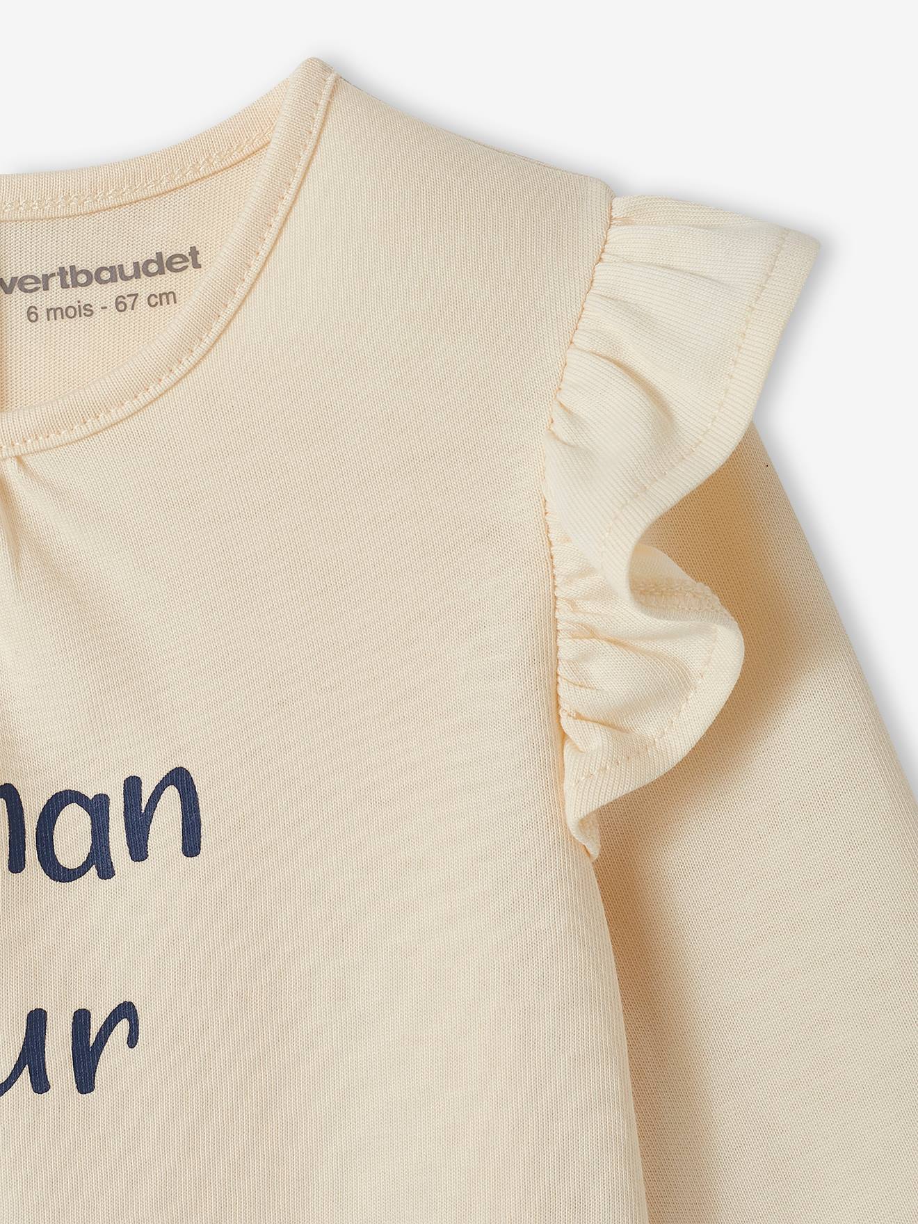 Vertbaudet Baby T-Shirt mit Schriftzug Bio-Baumwolle - wollweiß
