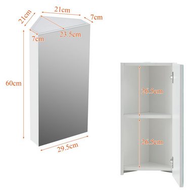 CLIPOP Badezimmerspiegelschrank Wandschrank 29.5 x 23.5x 60cm Eckschrank