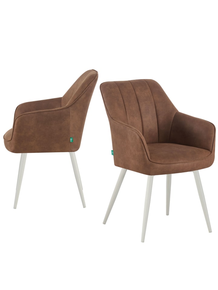 DUBI Möbel 2er-Set: Drehstuhl THOMAS-SANA in Wildleder-Braun- (B)57 x (H)85 x  (T)62 cm günstig kaufen onesize
