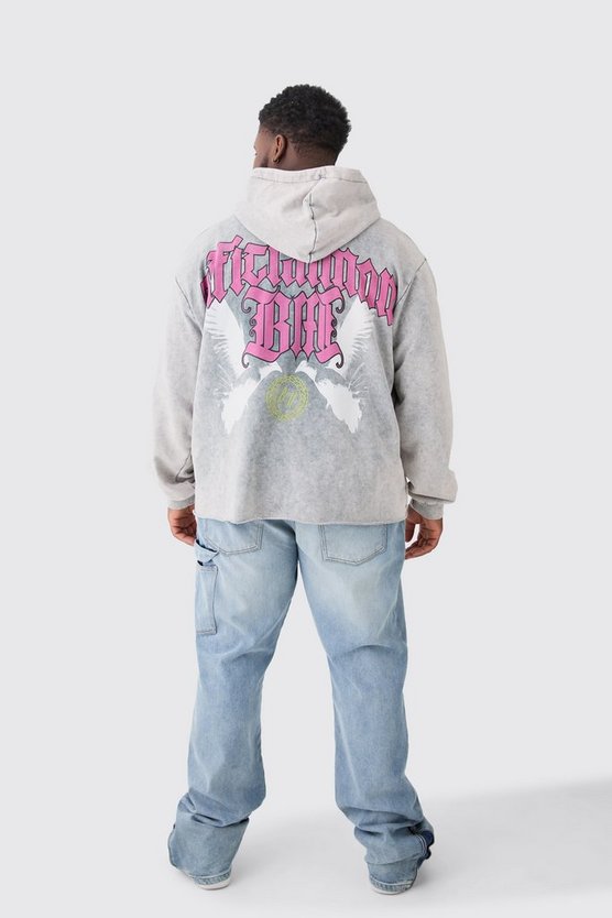 Plus kastiger Oversize Hoodie mit Acid-Waschung