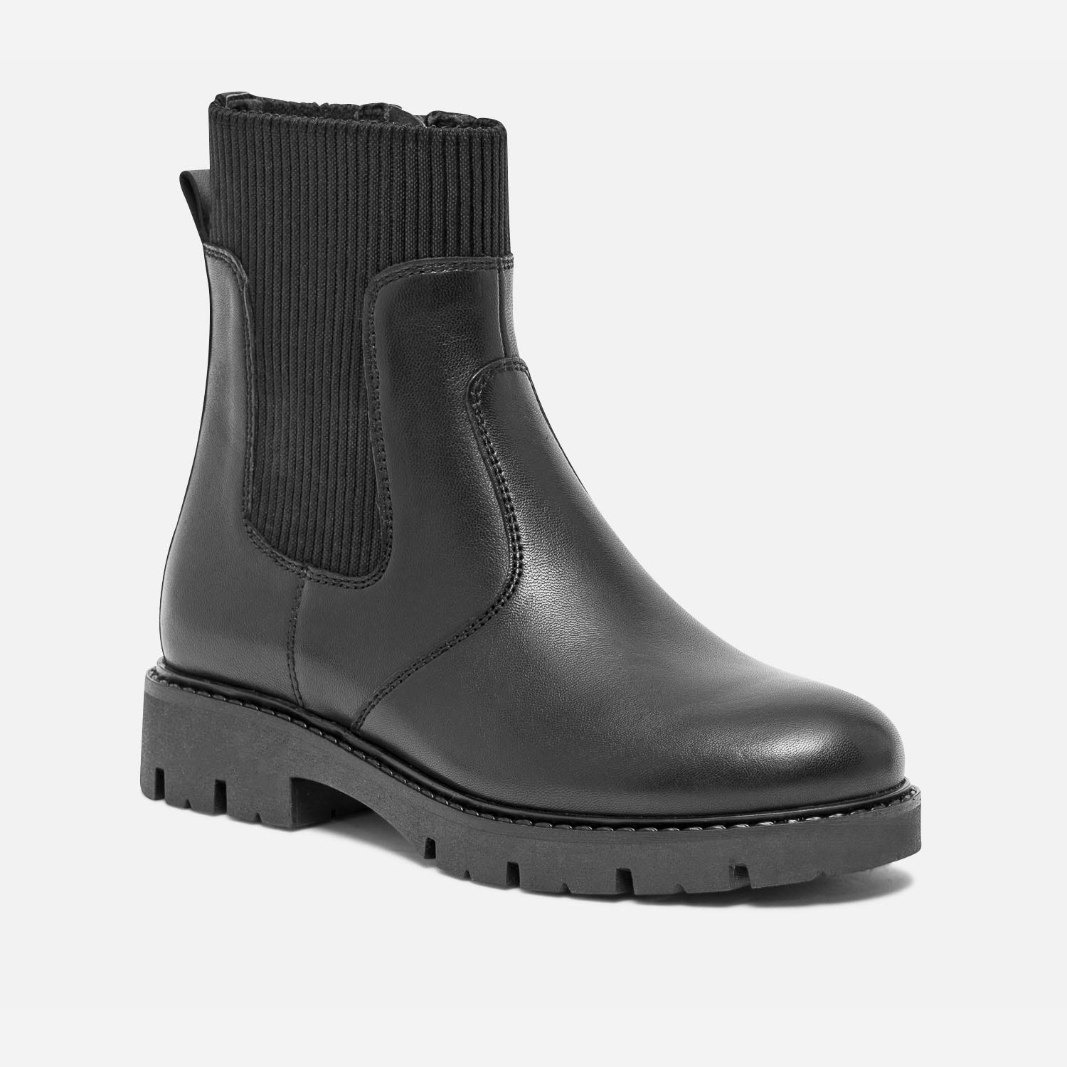 Boots-chaussette noir éco-conçu en cuir