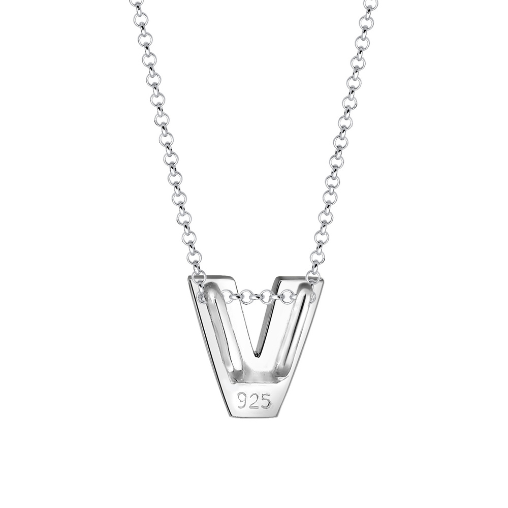 Elli Elli Collier Femme Pendentif Lettre V Initiale - (925/1000) Argent Bijoux