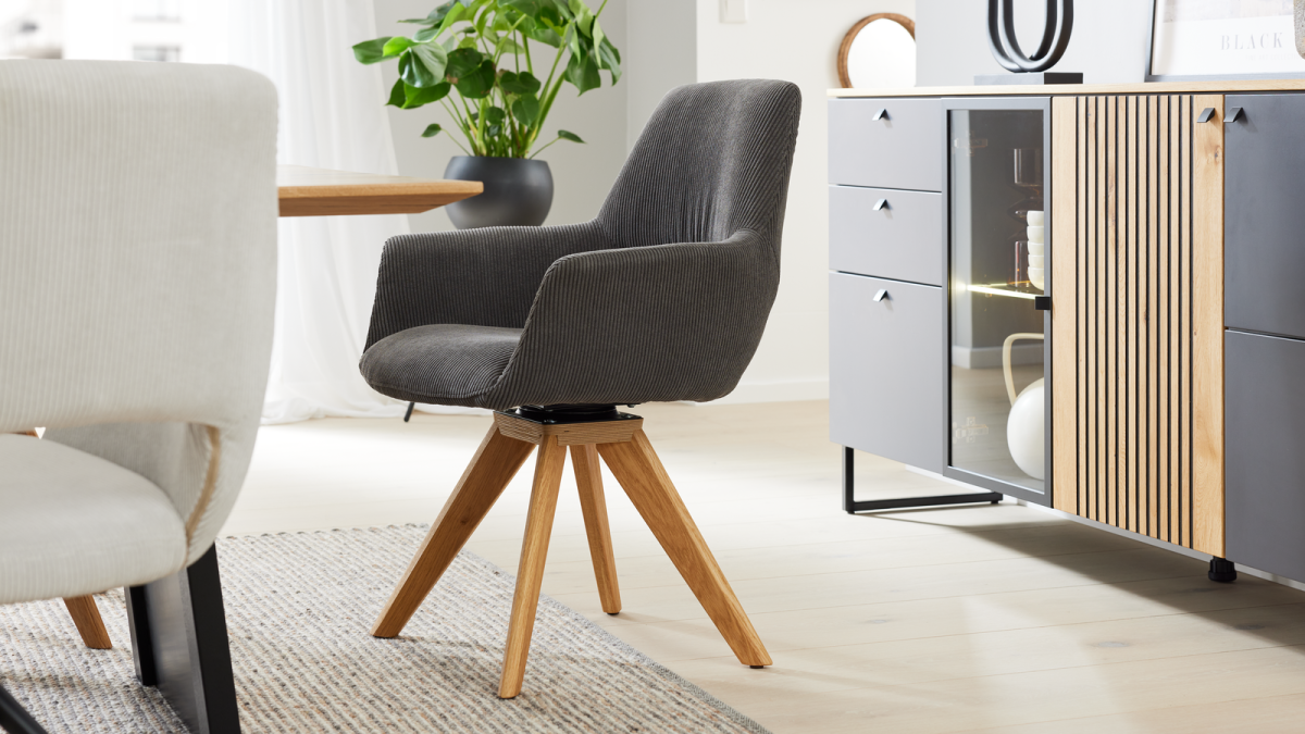 Interliving Schalensessel 5605 Cord Anthrazit
