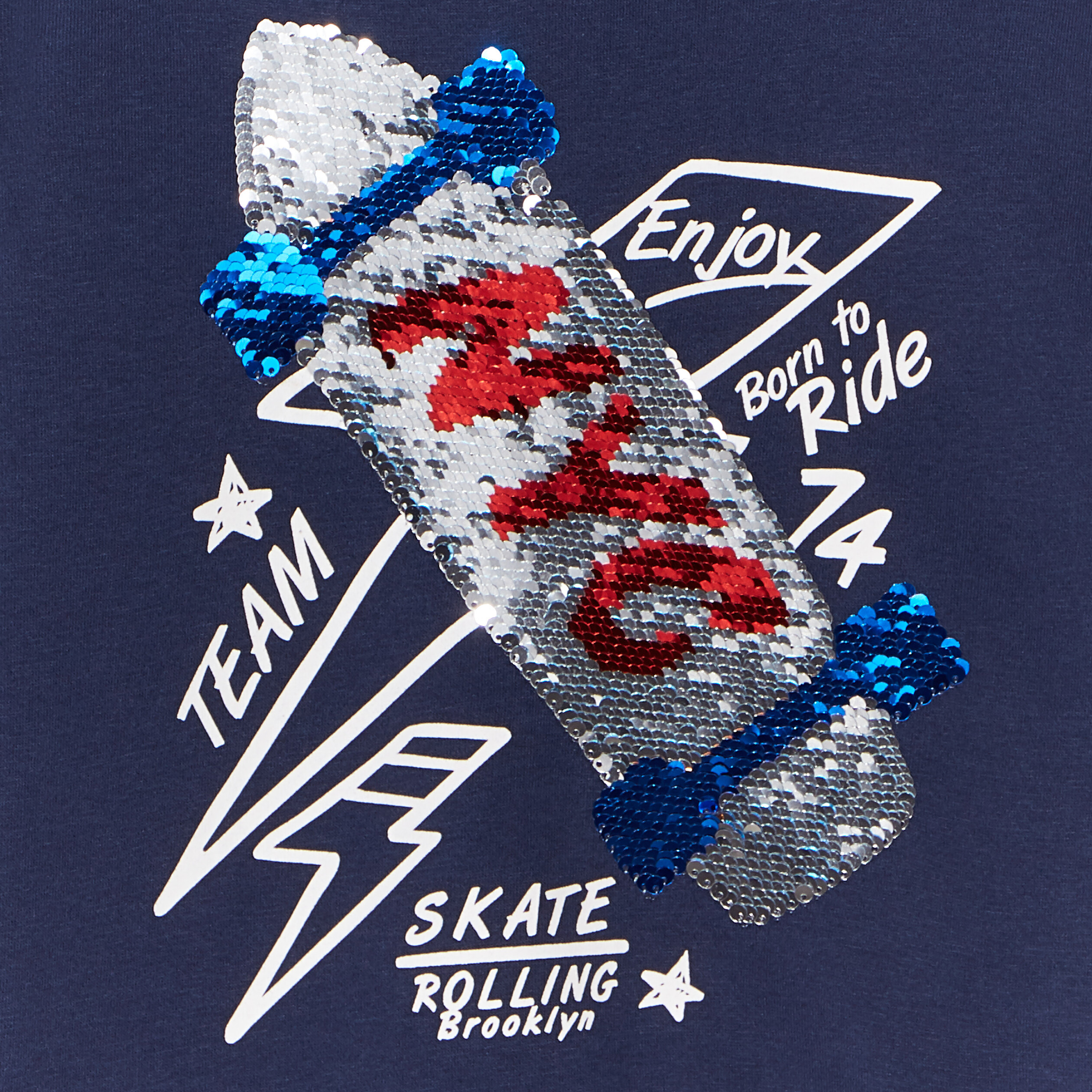 Sweat à capuche hoodie avec sequins bleu marine garçon | La Halle