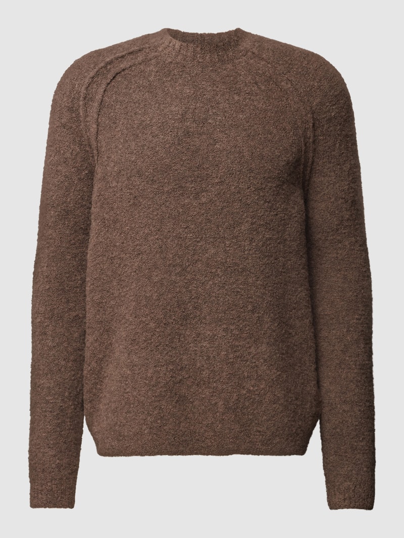 Strickpullover aus Alpaka-Mix mit Rundhalsausschnitt in hellbraun