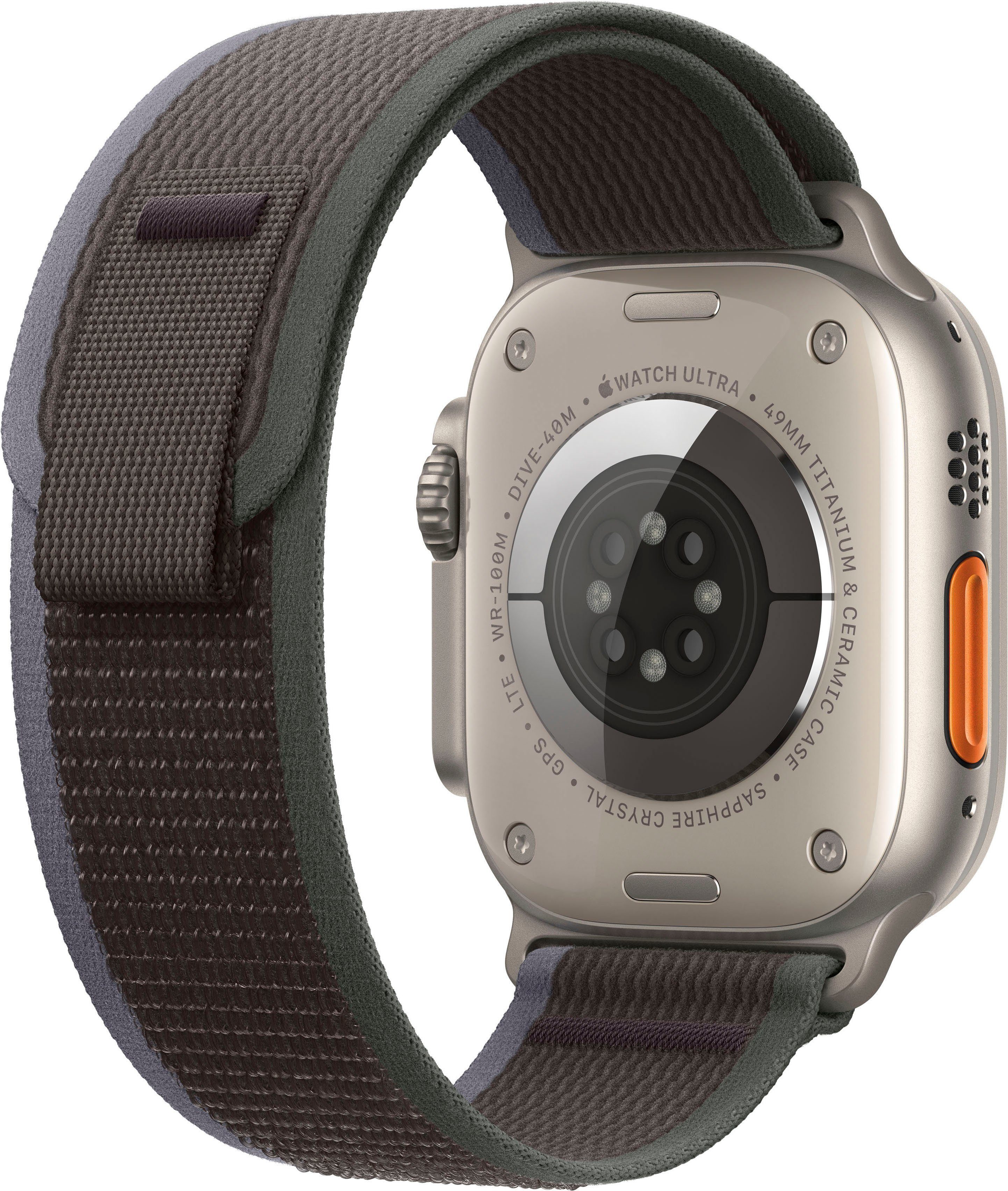 Apple Watch Ultra 2 GPS 49 mm + Cellular Titanium M/L Smartwatch (4,9 cm/1,92 Zoll, Watch OS 10), Trail Loop
