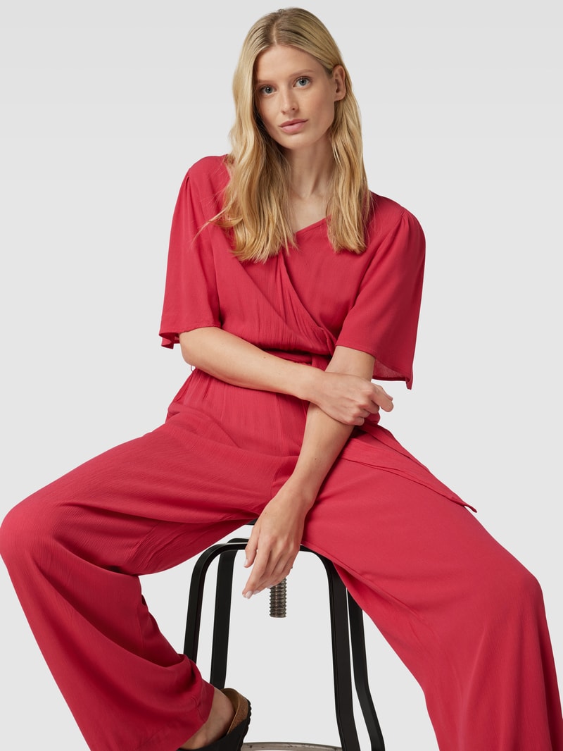 Jumpsuit mit V-Ausschnitt Modell 'Marrakech' in kirschrot