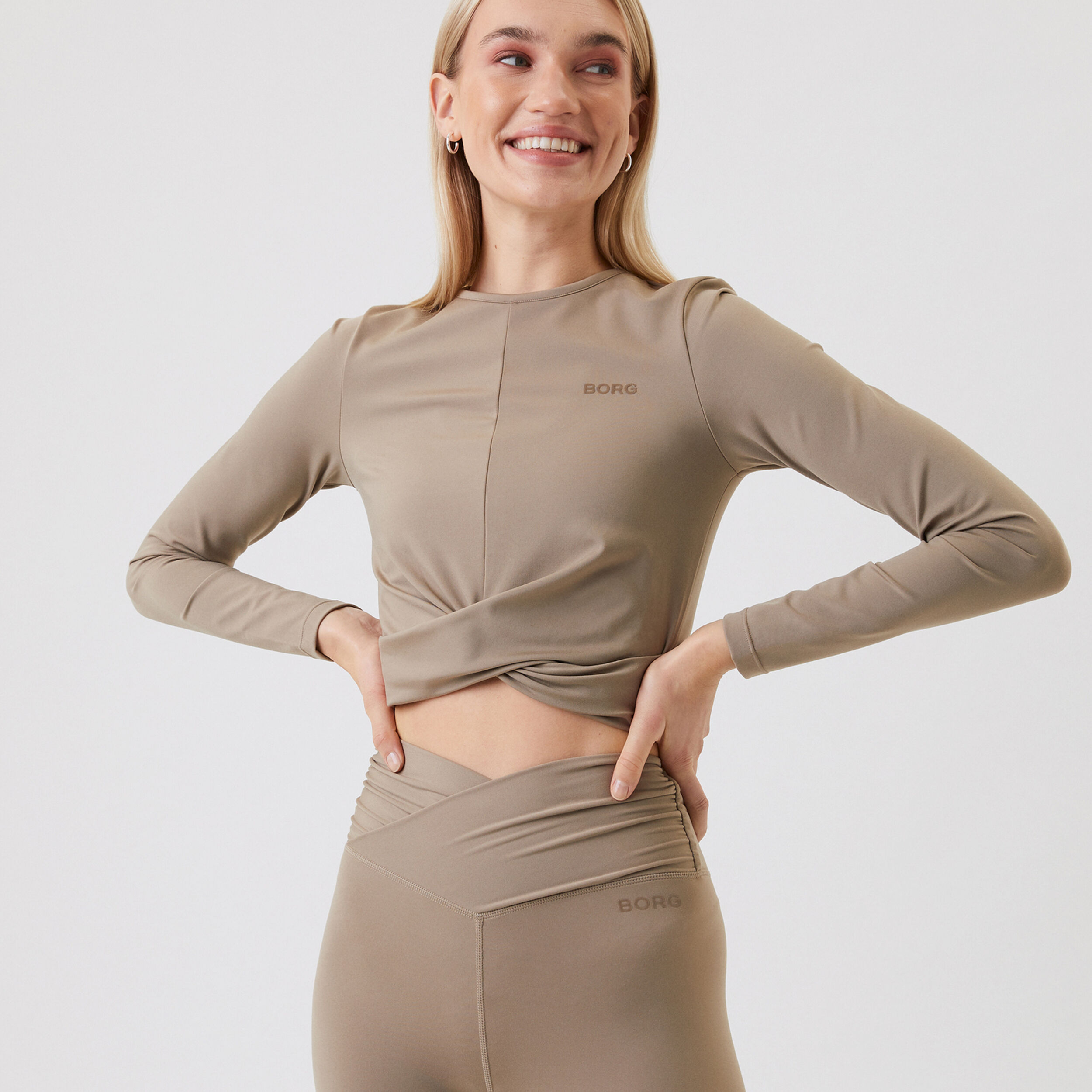Borg Cross Longsleeve Damen - Beige