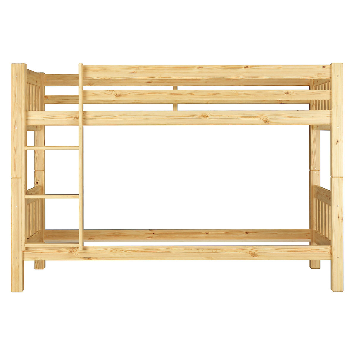 Etagenbett 90x200 Kiefer mit Rollrost, Matratzen und Bettkasten