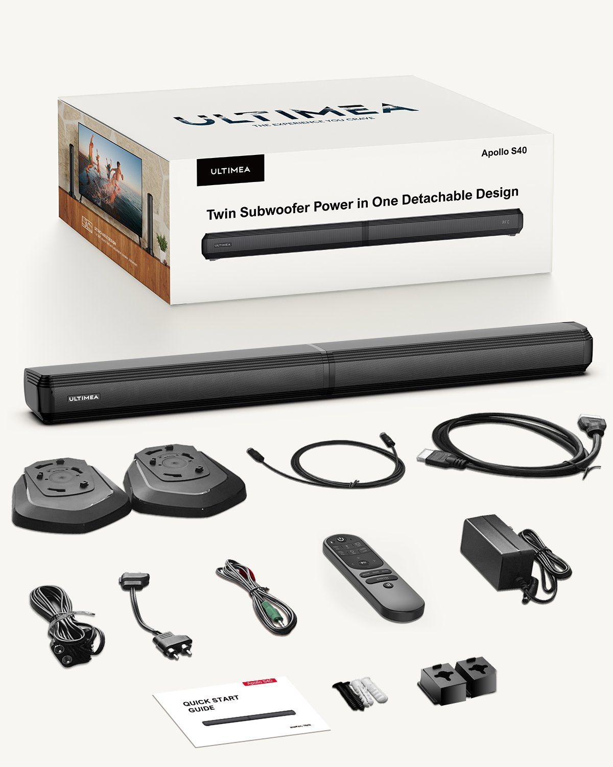 Ultimea Apollo S40 2.2-Kanal Soundbar (Abnehmbar Lautsprecher, 100W)