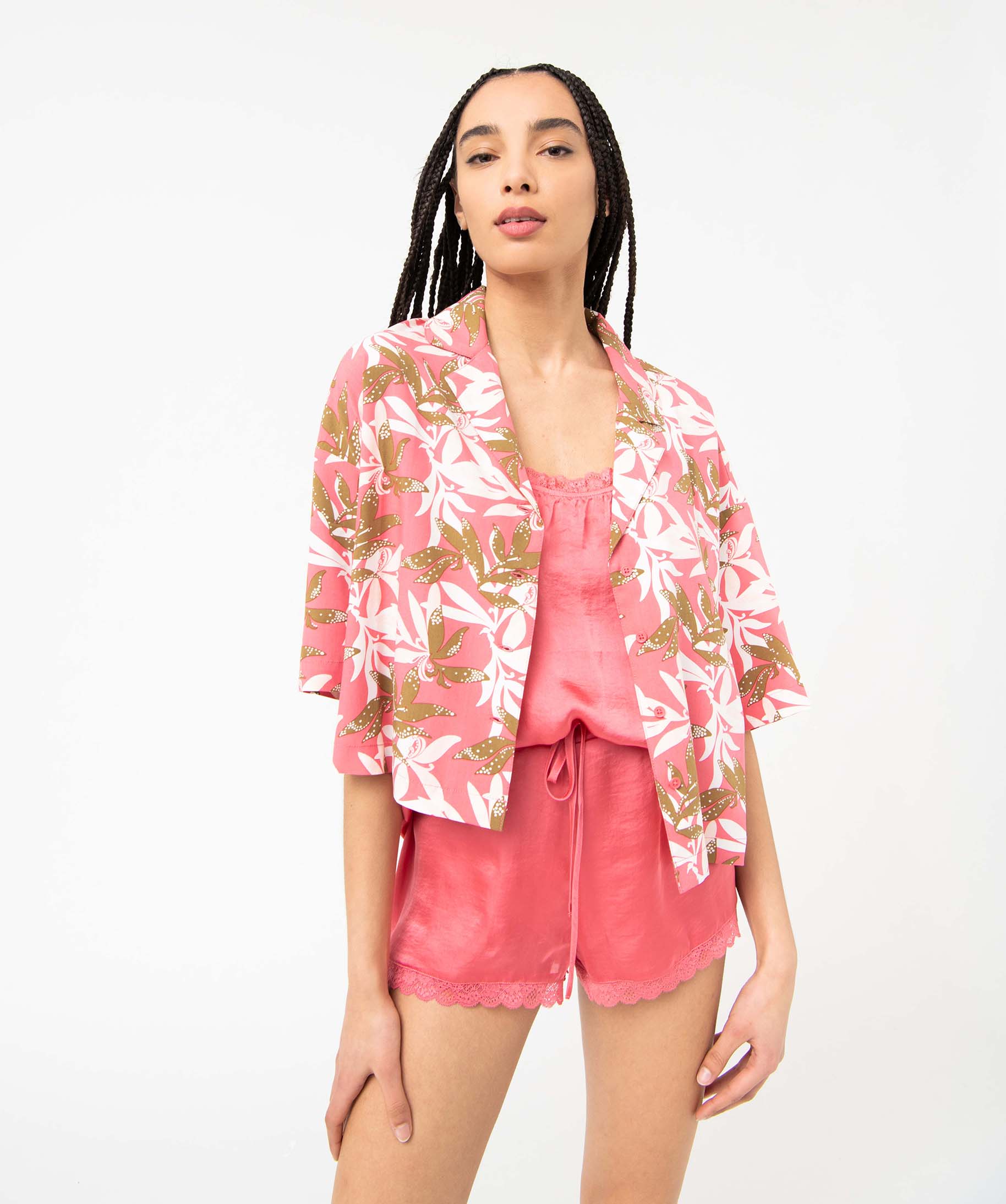 Veste de pyjama fluide courte imprimée femme imprime | GEMO