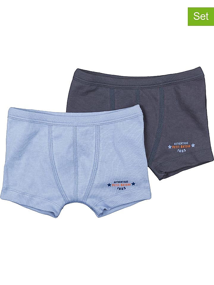 PETIT BATEAU 2er-Set: Boxershorts in Dunkelblau/ Hellblau günstig kaufen 128