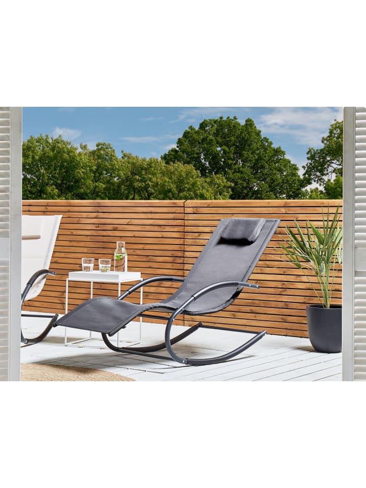 Beliani Gartenliege CARANO II in Grau/Schwarz - (W) 60 x (H) 90 x (L) 155 cm günstig kaufen onesize